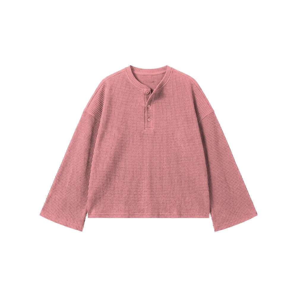 Pink Waffle Henley