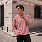 Pink Waffle Henley