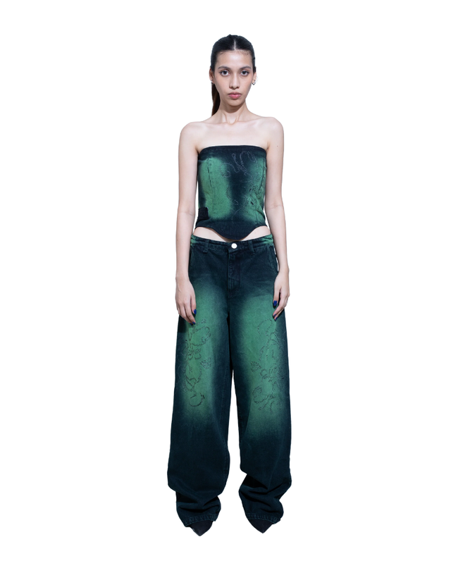 LUSH GREEN CORSET / DENIM