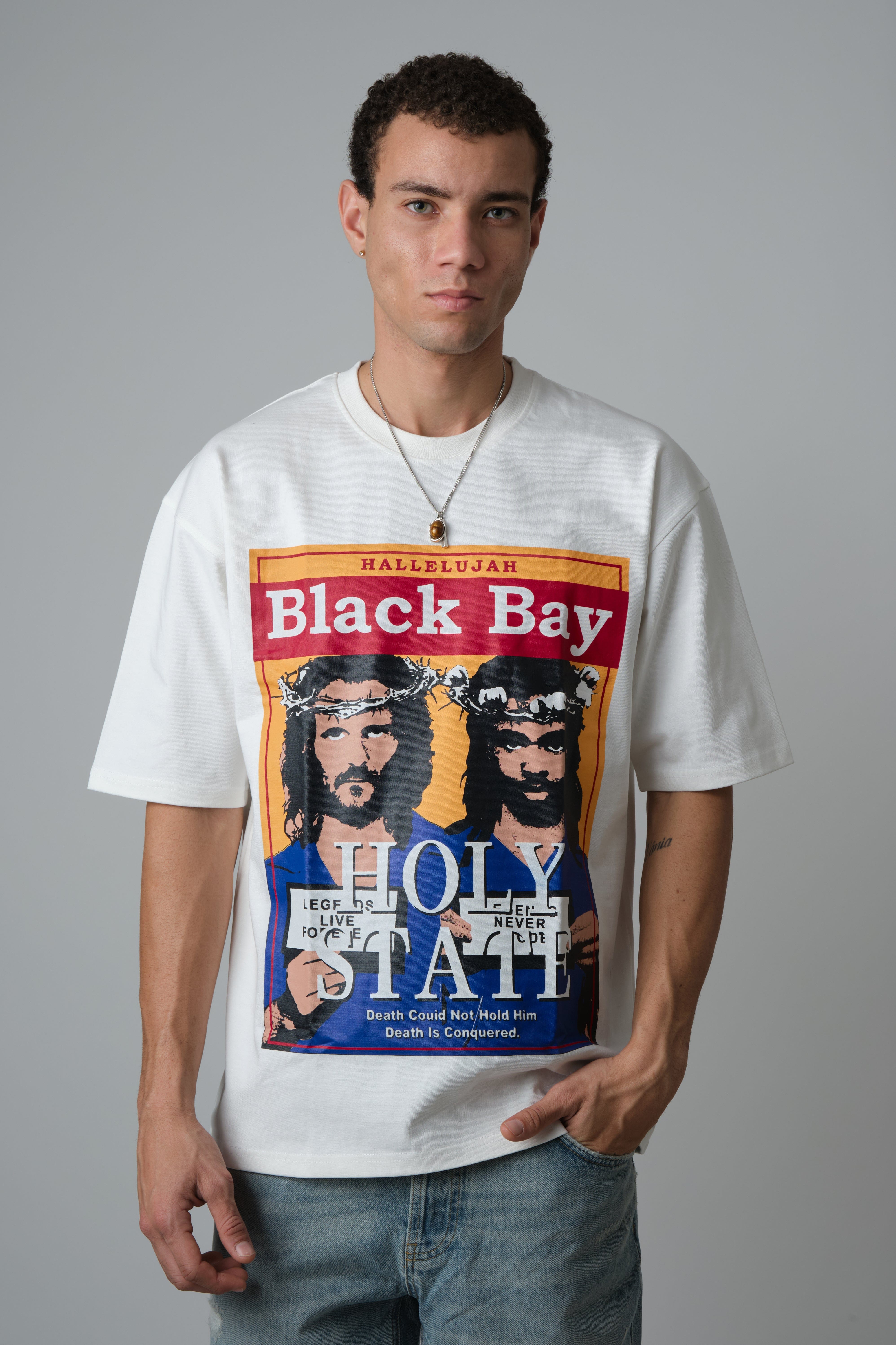 DENIM TEARS HOLYSTATE GRAPHIC T-SHIRT