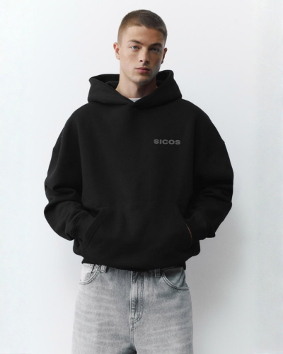 BLACK BASIC HOODIE - COLD 001
