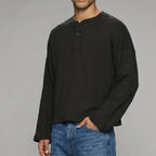 Black Waffle Henley