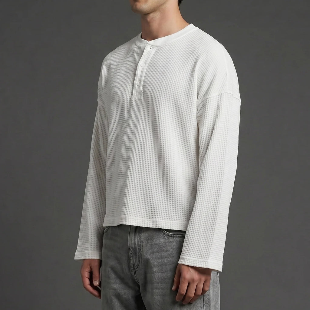 White Waffle Henley