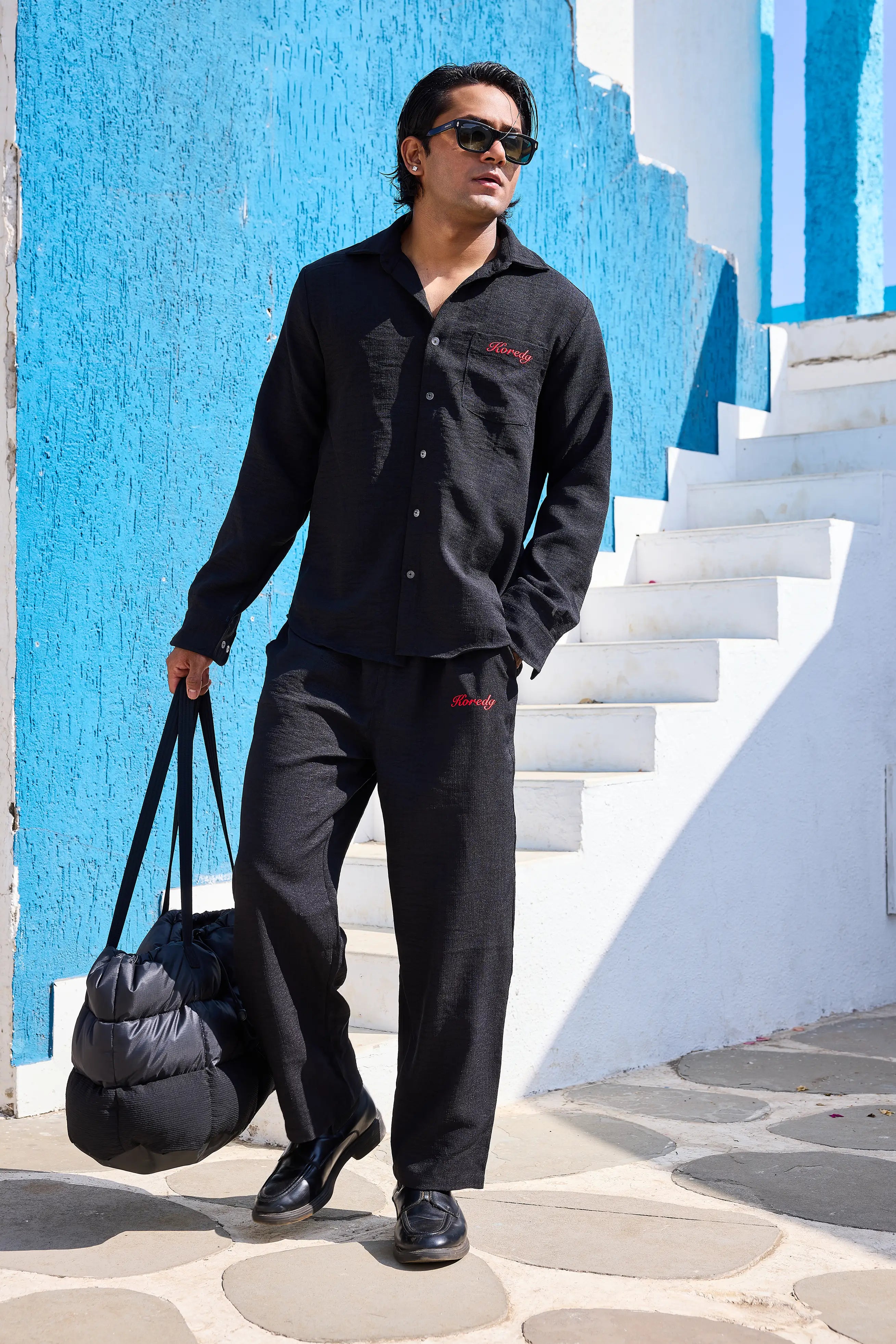 LINEN CO-ORD SET - BLACK