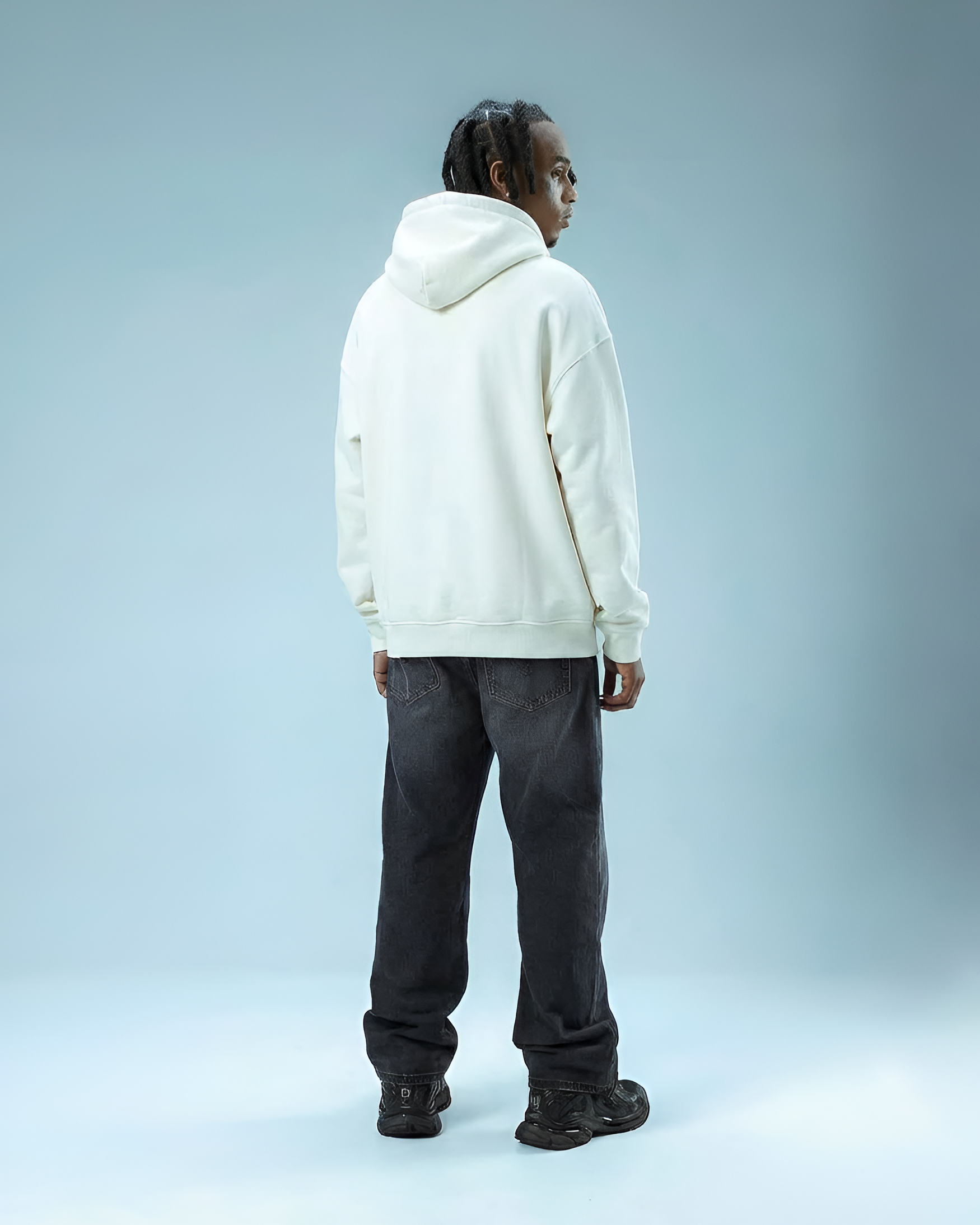 WHITE ZIPPER OVERSIZED HOODIE