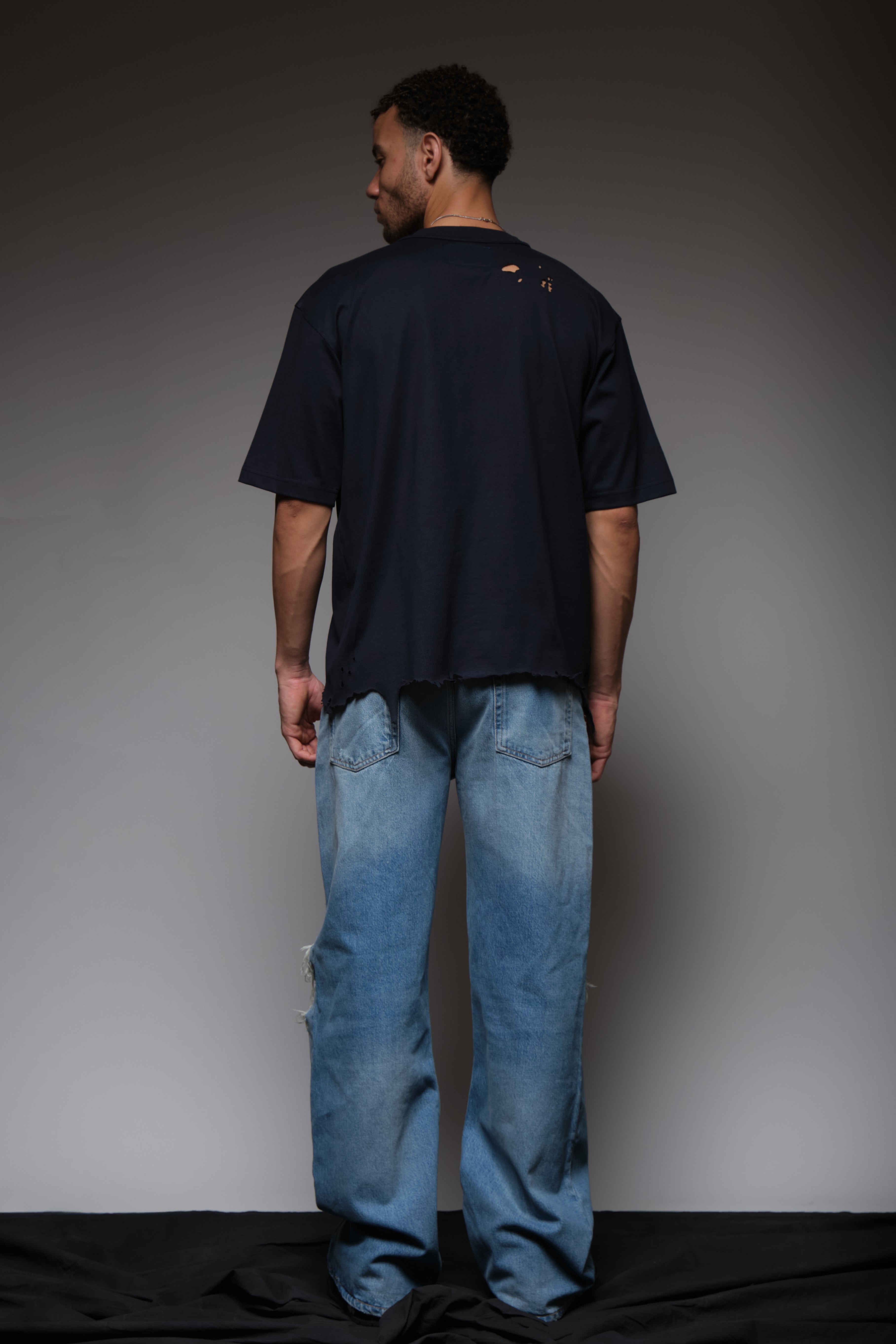 DYSTOPIAN BLOOM DISTRESSED TEE BLUE, DYSTOPIA