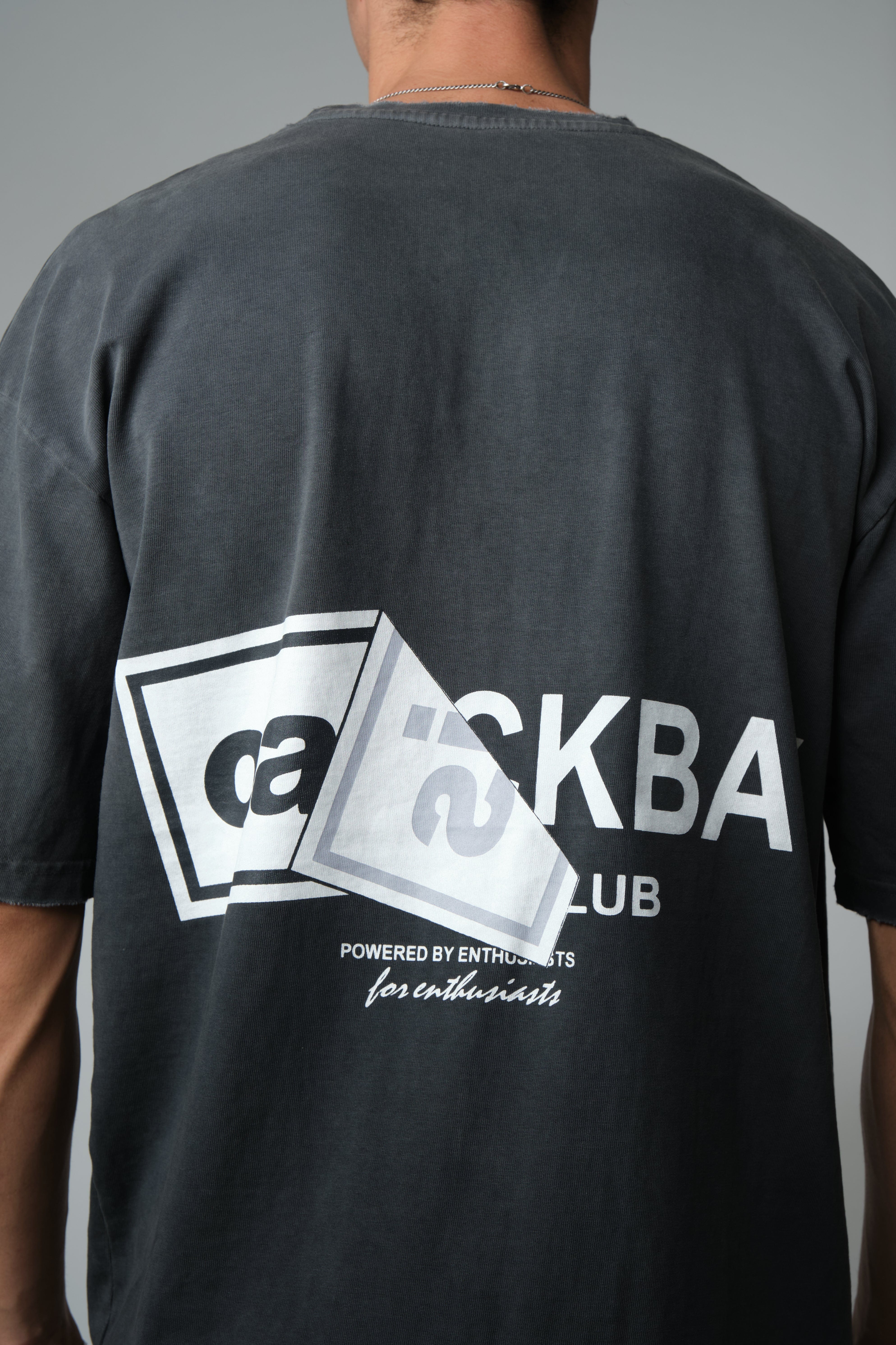 OASIS BLACK WASHED WITH DISTRESSED EDGES T-SHIRT