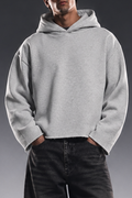 HEATHER GREY CROPPED ESSENTIAL HOODIE