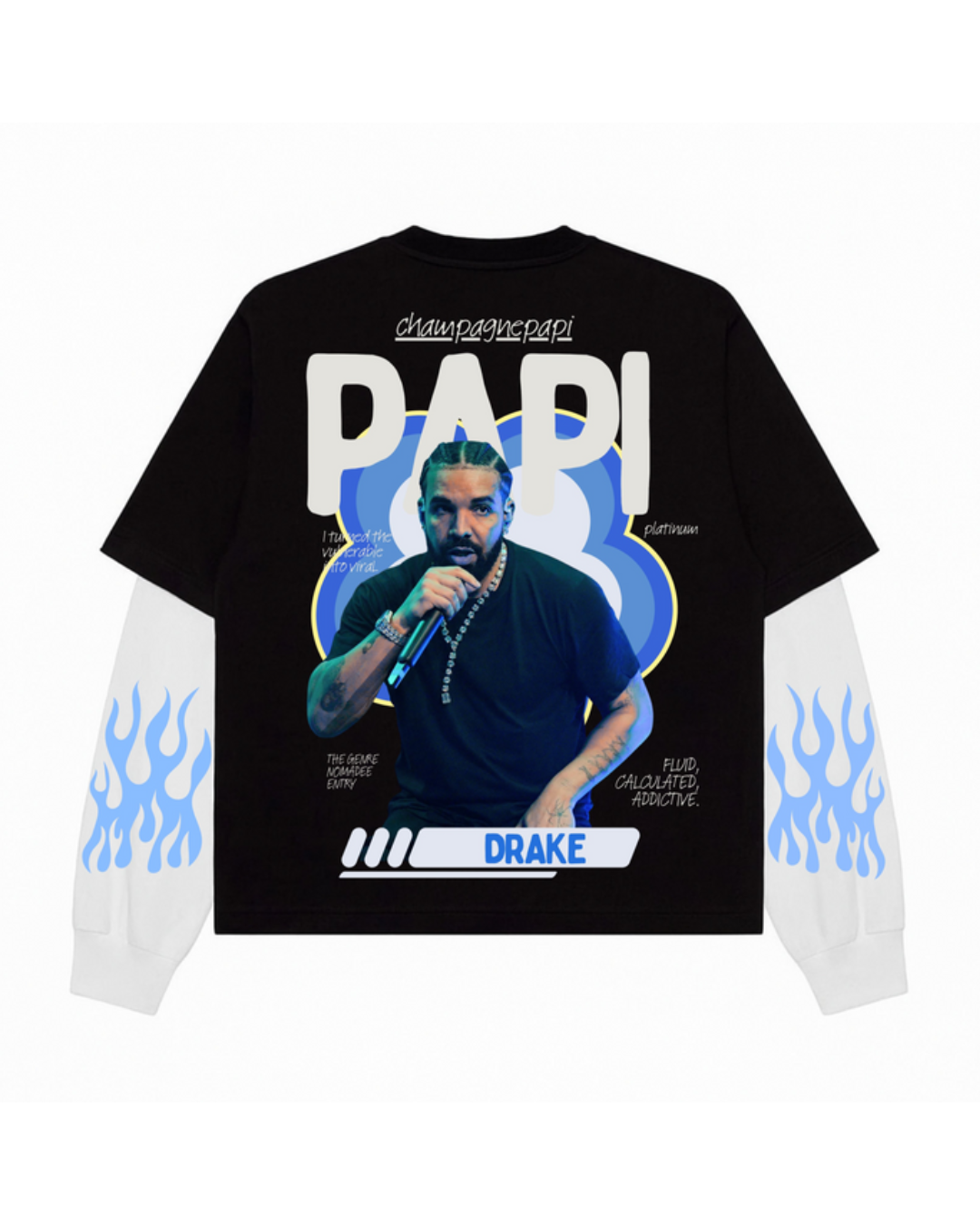 CHAMPAGNE PAPI DRAKE FAKE LONG SLEEVES BOXY TEE