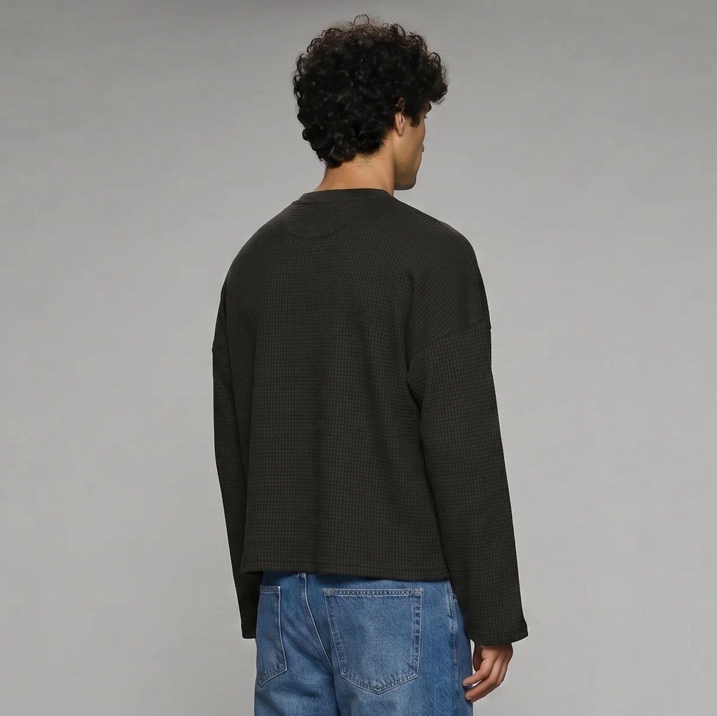 Black Waffle Henley