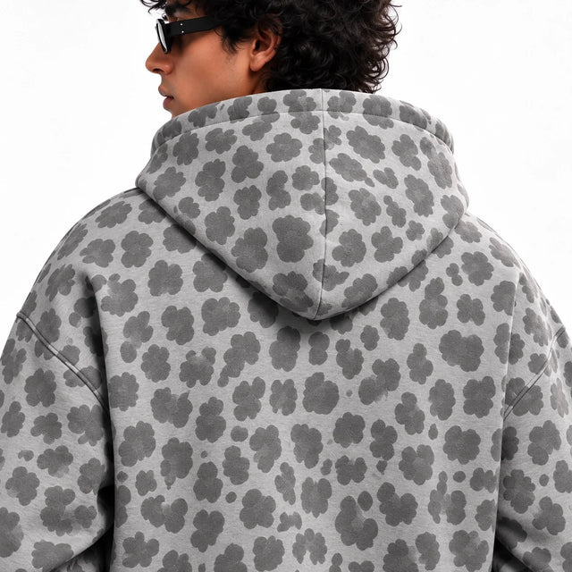 Grey Leopard Zip Hoodie