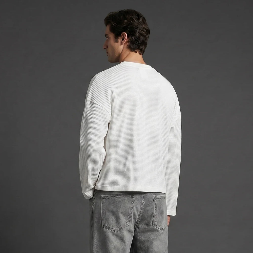 White Waffle Henley