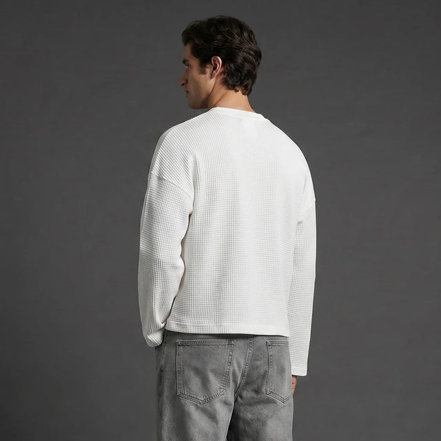 White Waffle Henley