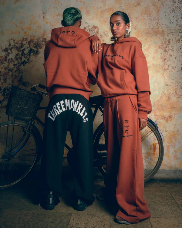 Unisex Double Sleeve Brown Hoodie