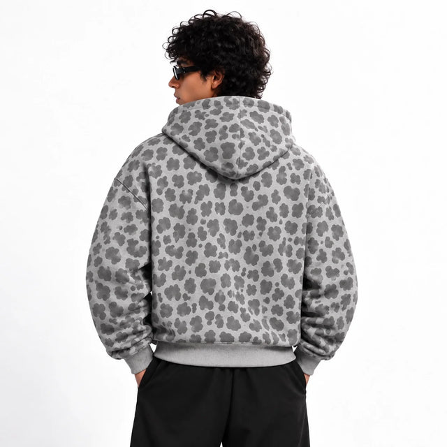Grey Leopard Zip Hoodie