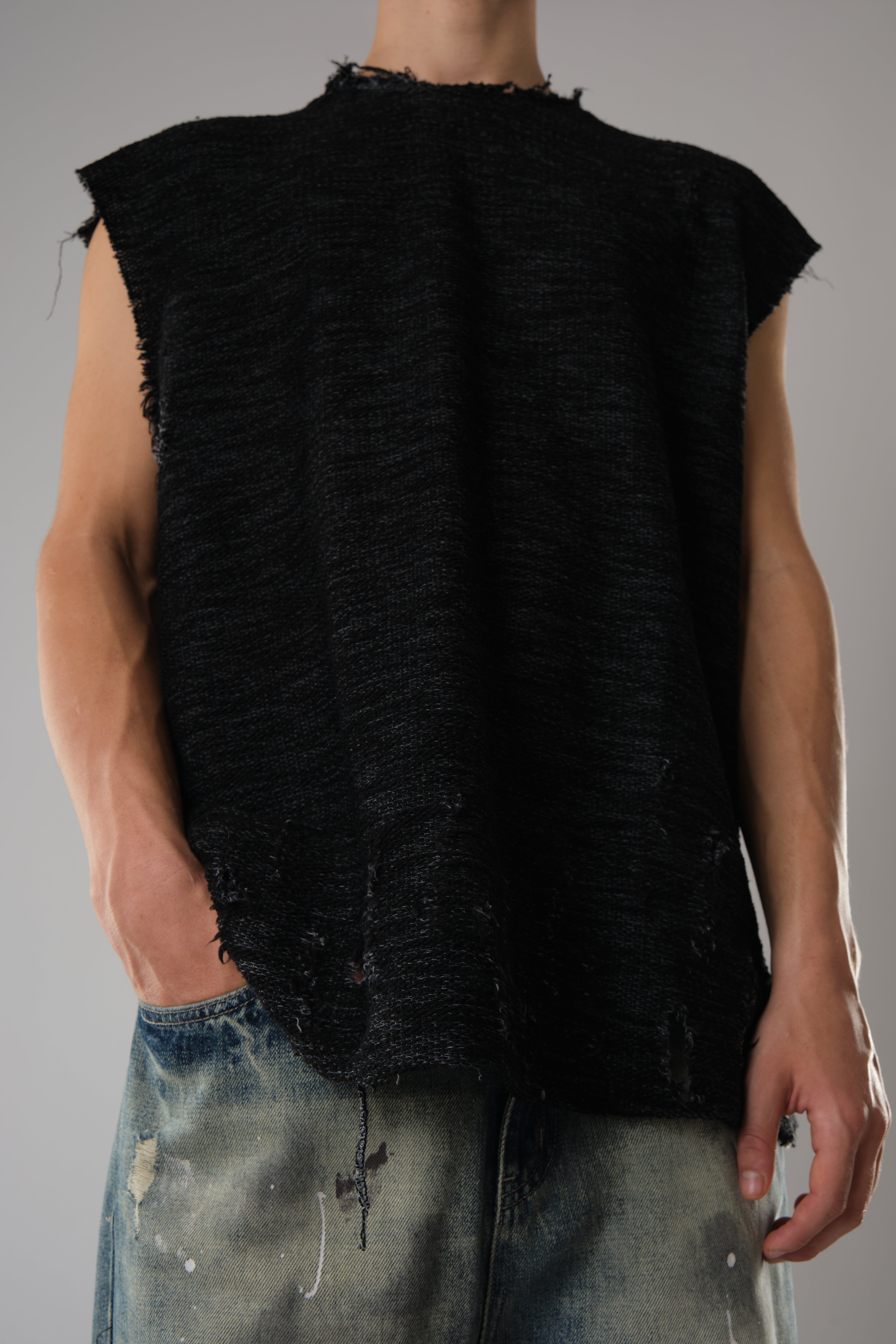 COW BOY, FEATURING HEAVILY DISTRESSED EDGES BLACK