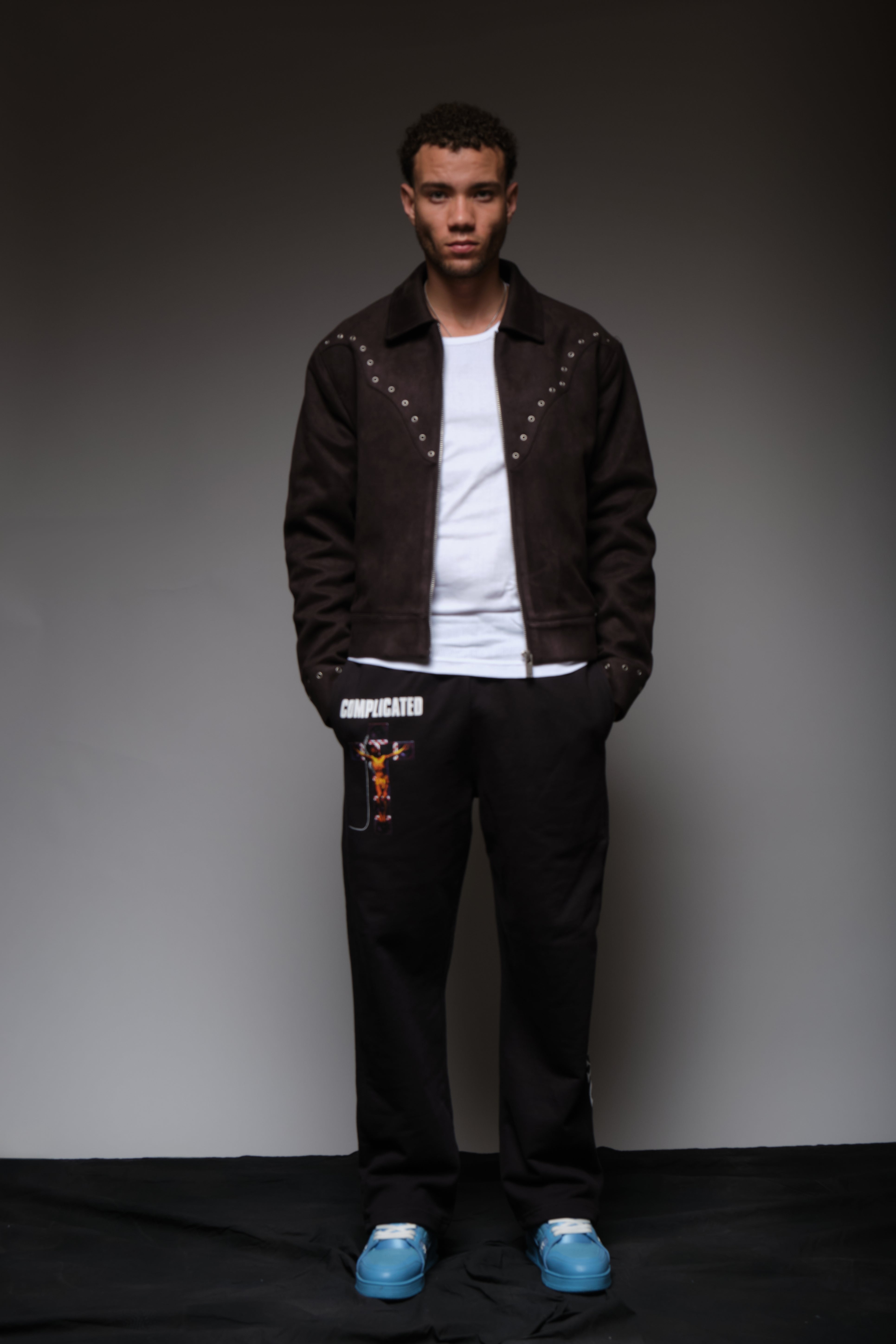 COMPLICATED TRACK PANTS BLACK, DYSTOPIA