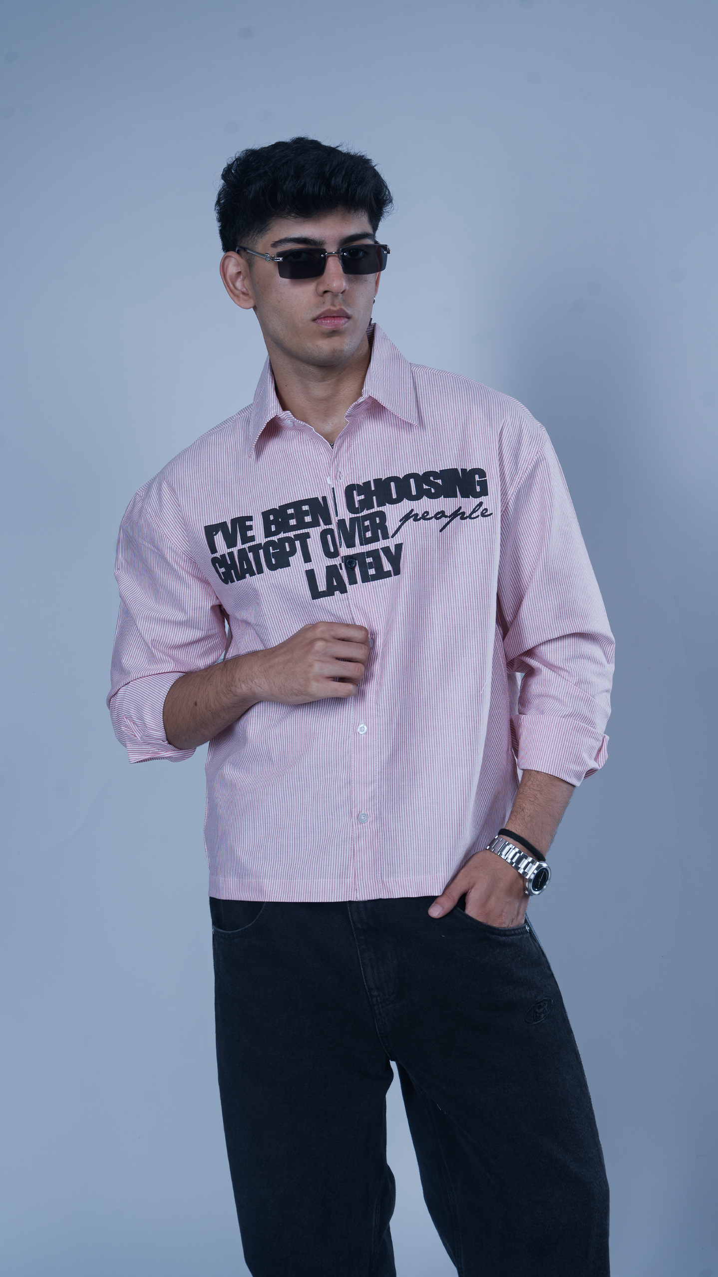 Micro striped 'Chat gpt' Shirt