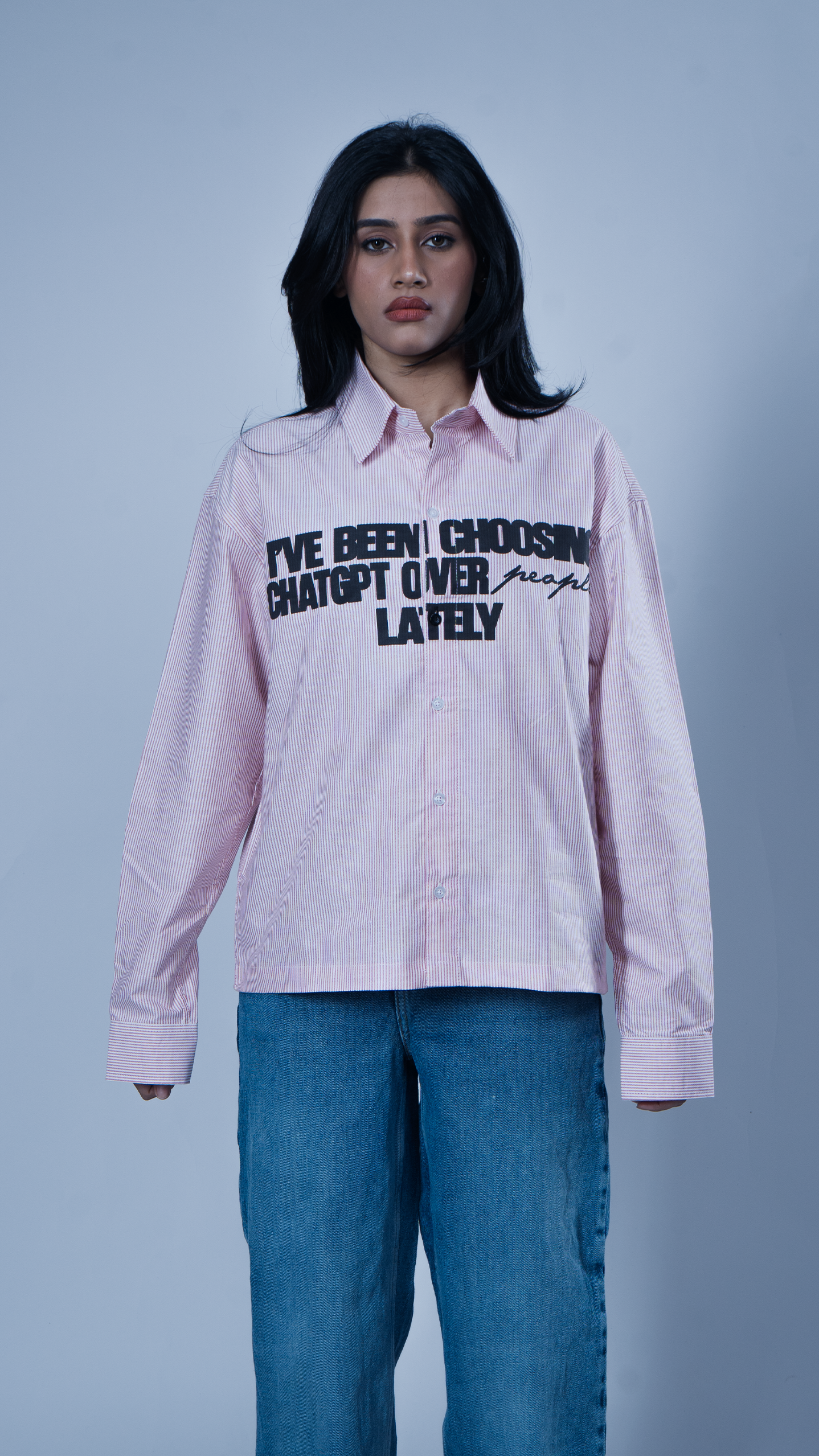 Micro striped 'Chat gpt' Shirt