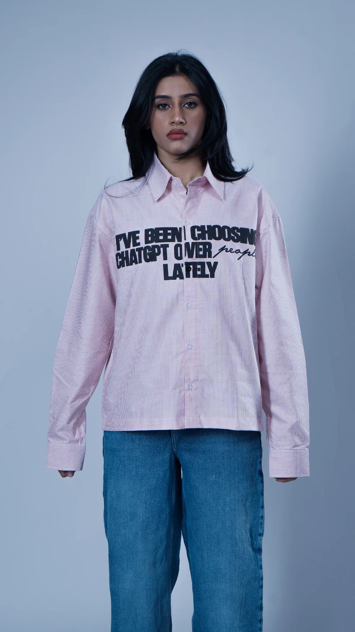 Micro striped 'Chat gpt' Shirt