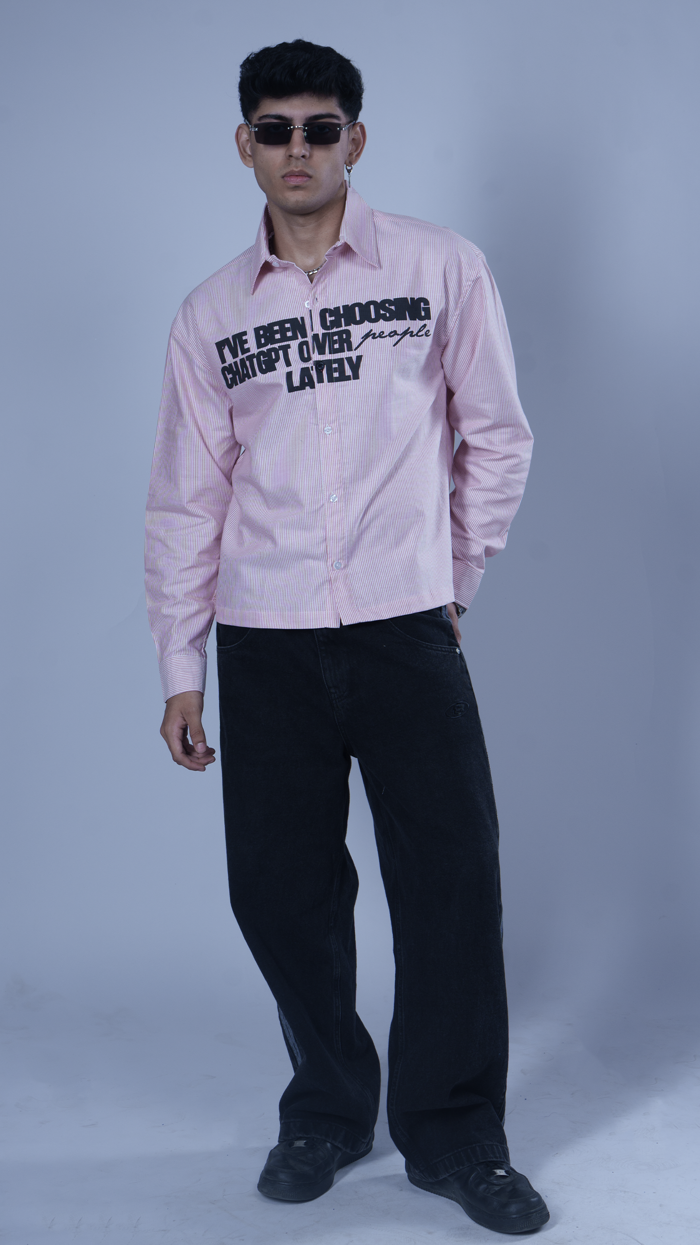 Micro striped 'Chat gpt' Shirt