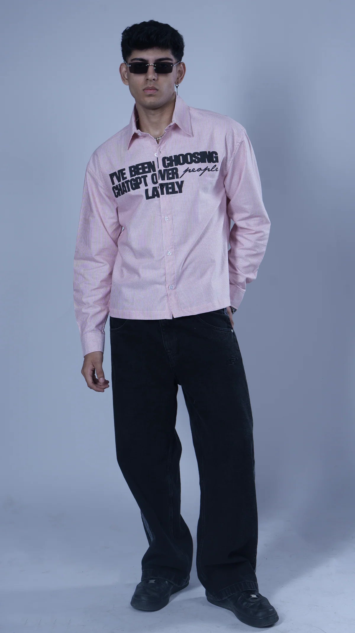 Micro striped 'Chat gpt' Shirt