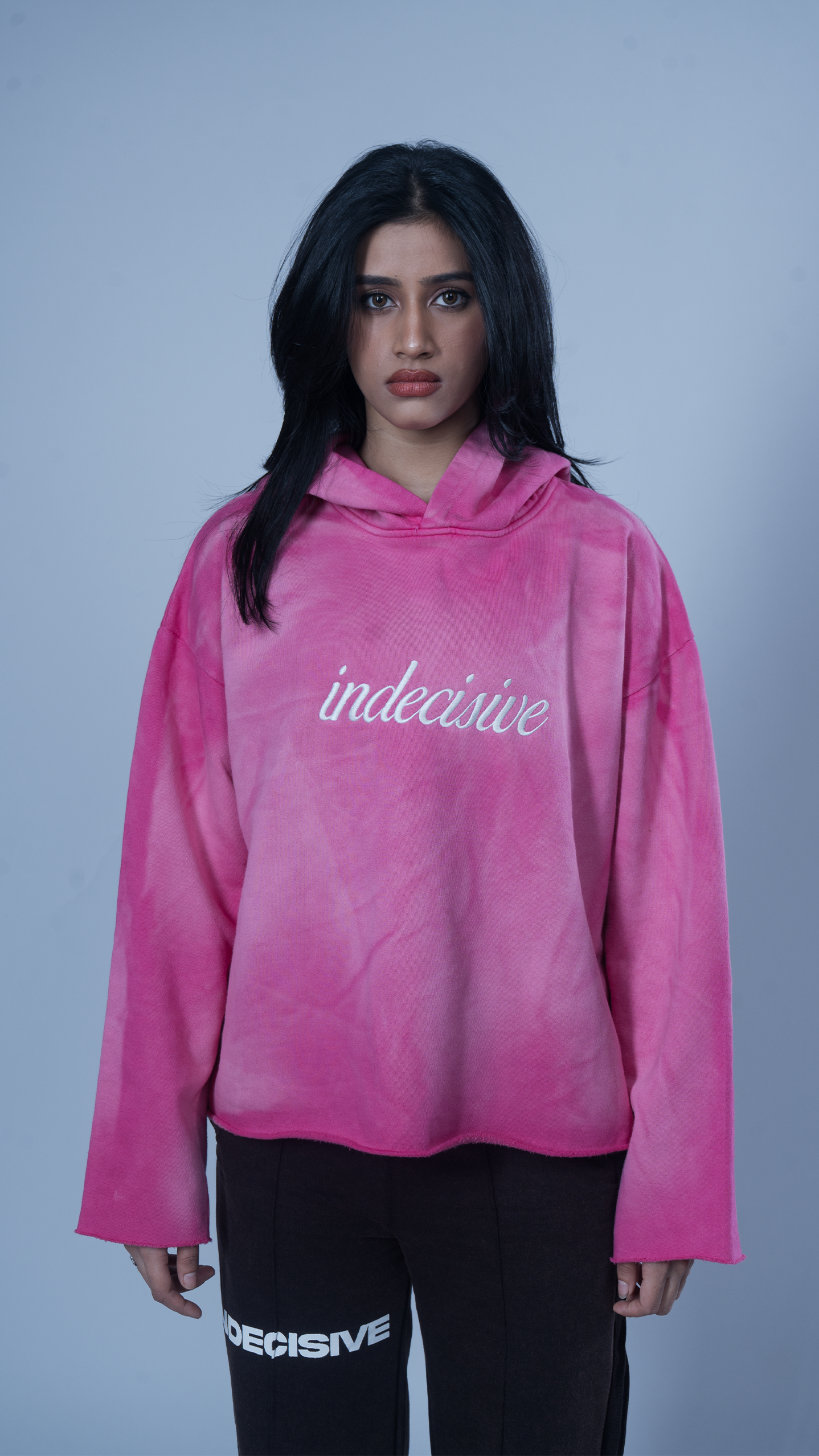 Pink sunfade cropped hoodie