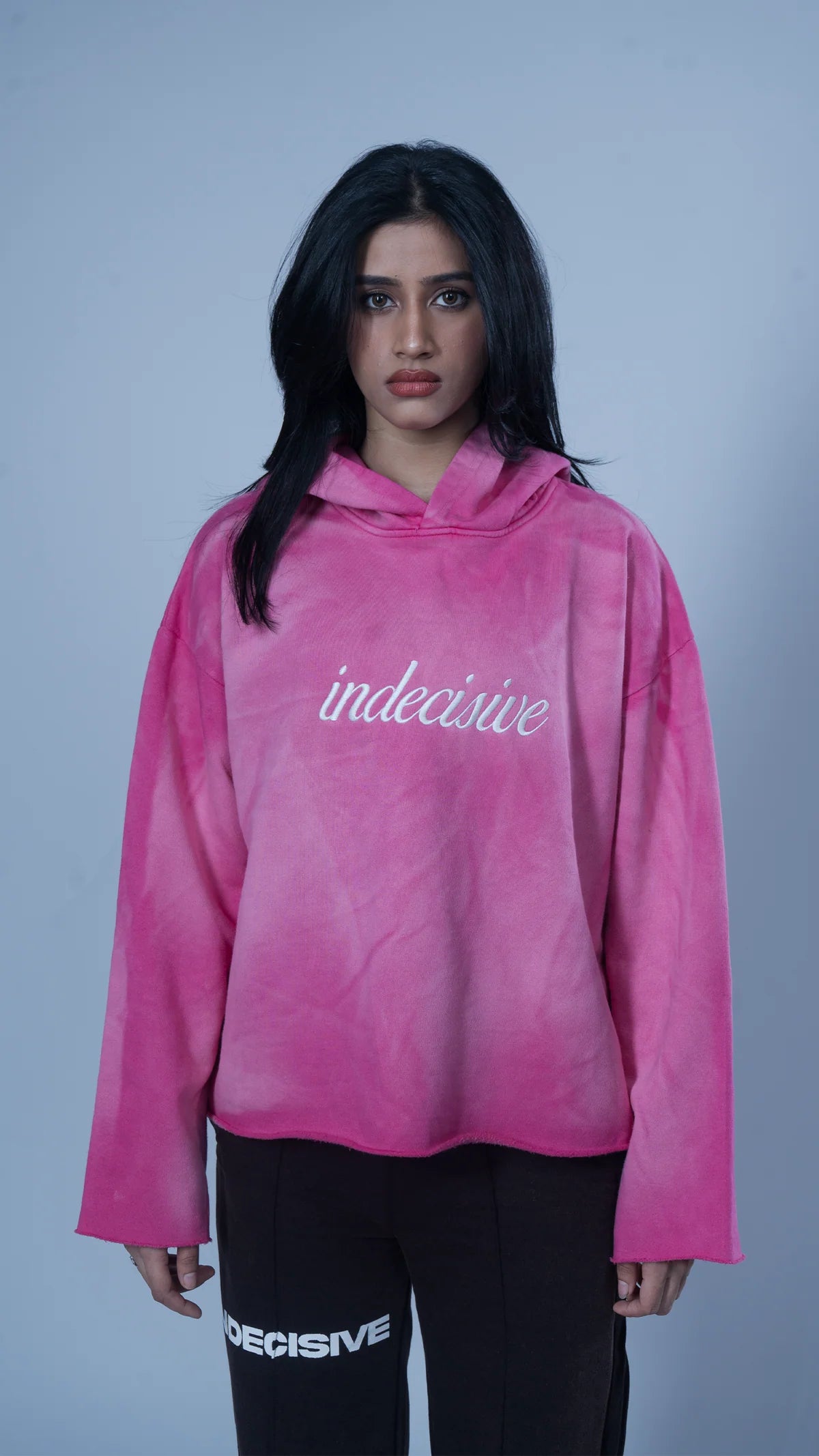 Pink sunfade cropped hoodie