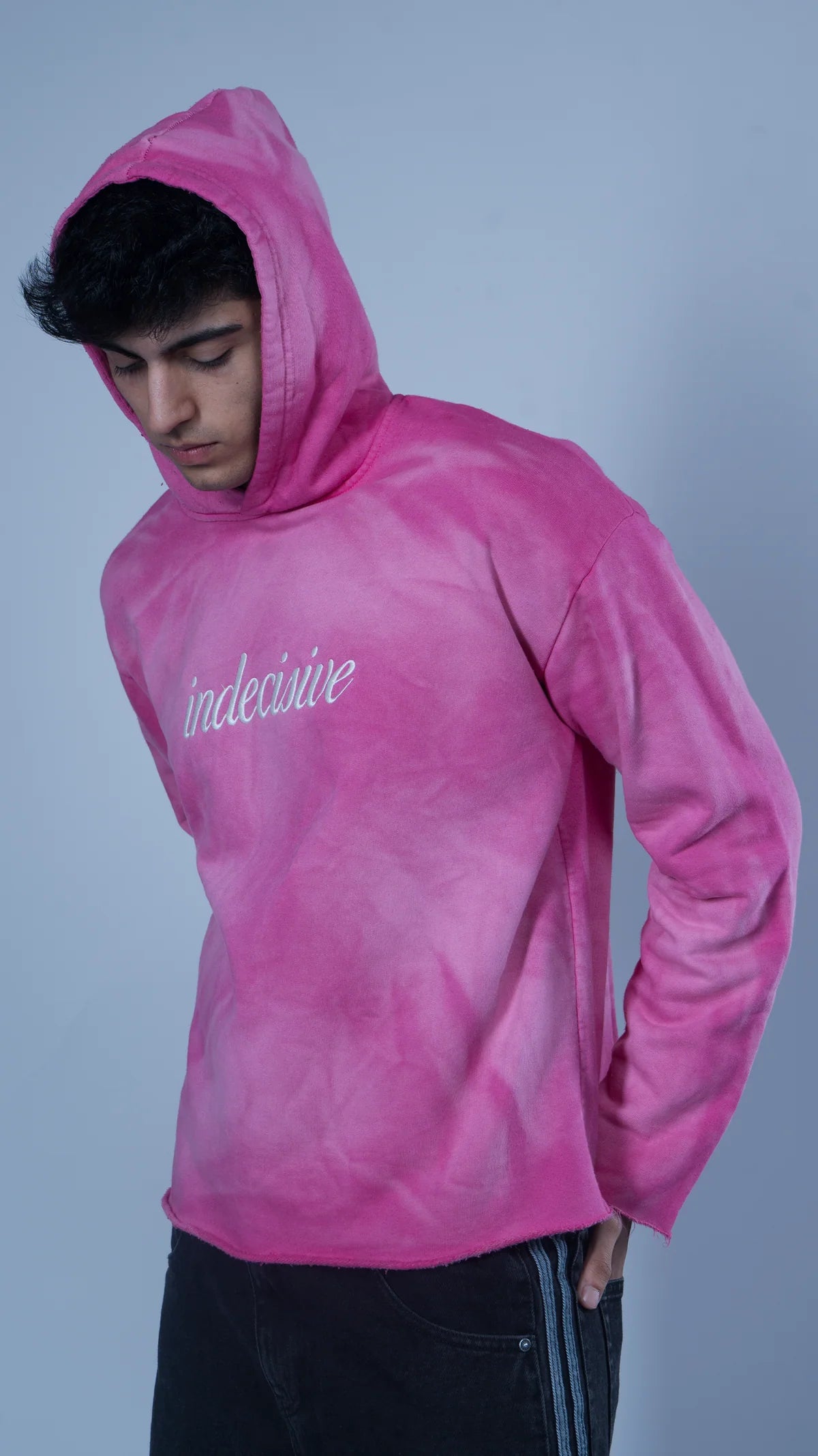 Pink sunfade cropped hoodie