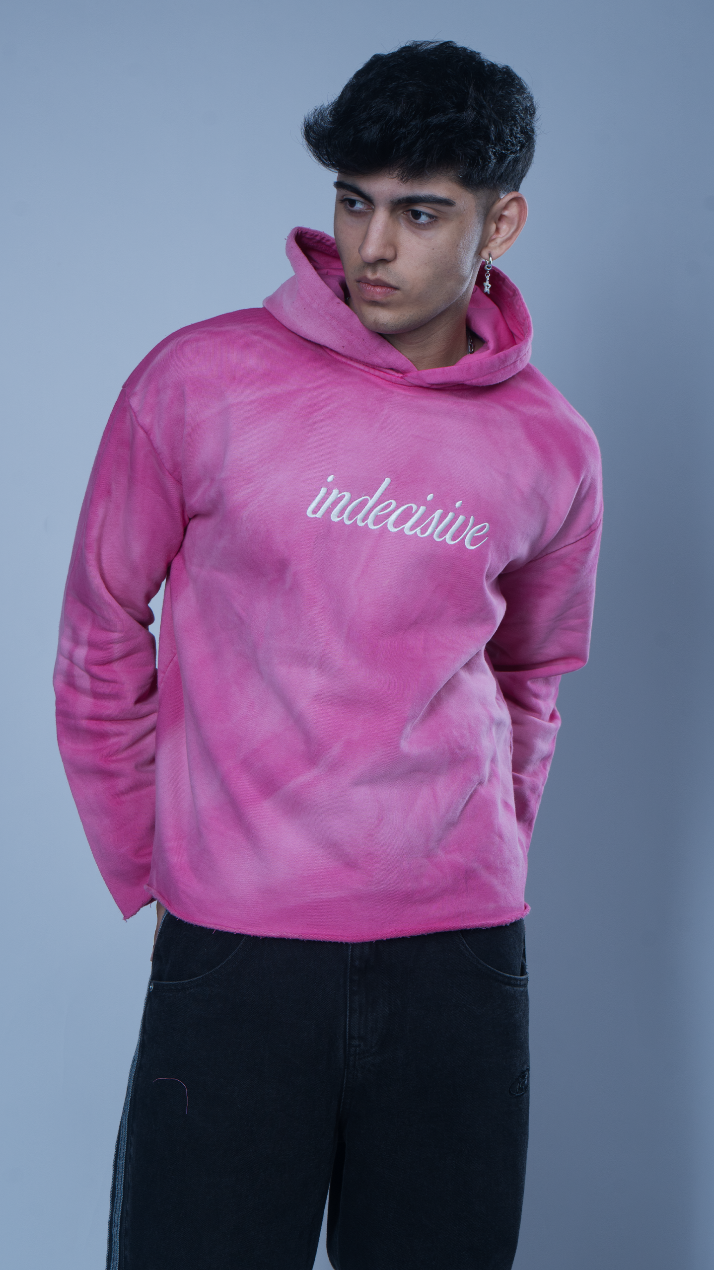 Pink sunfade cropped hoodie