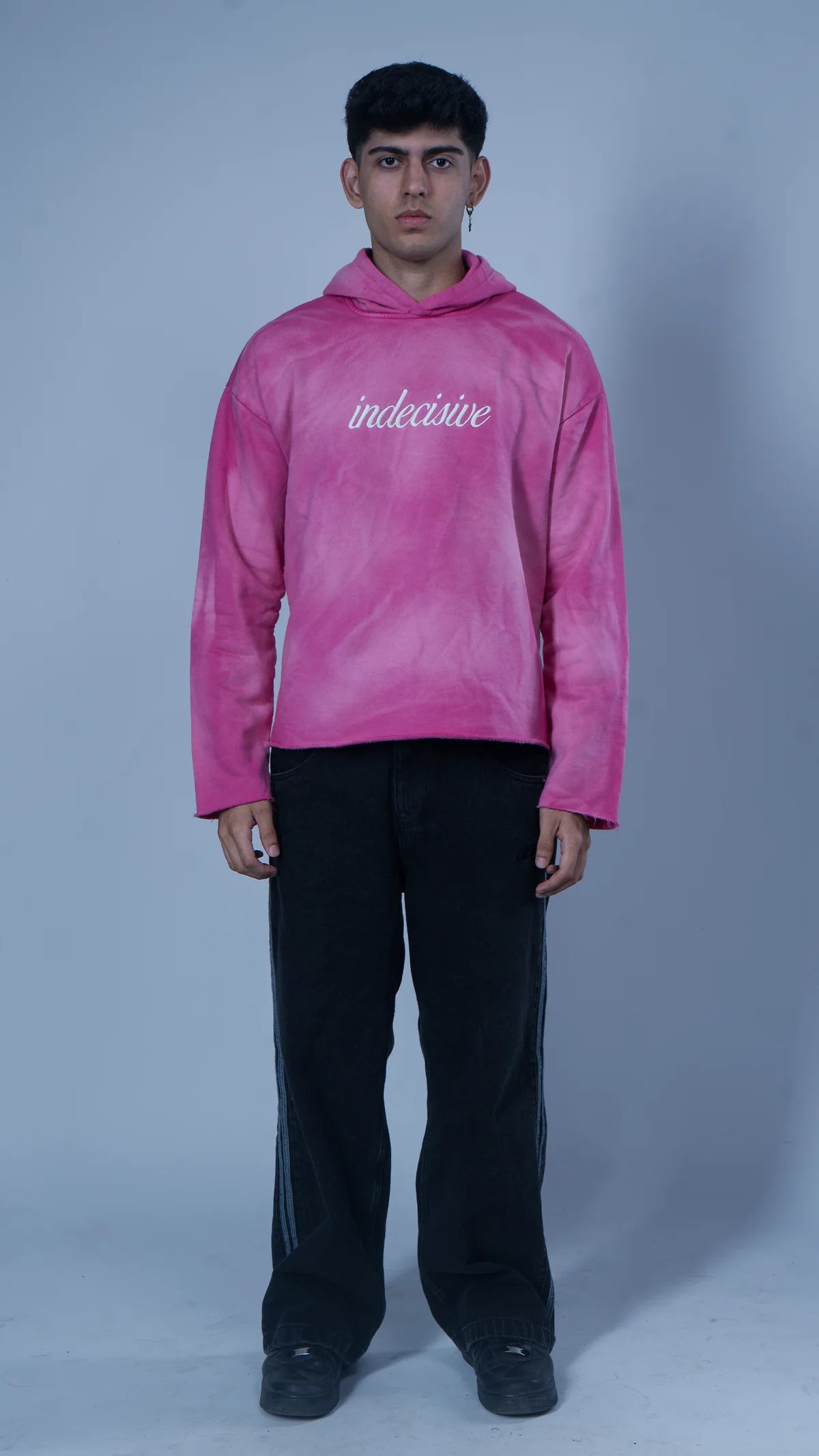 Pink sunfade cropped hoodie