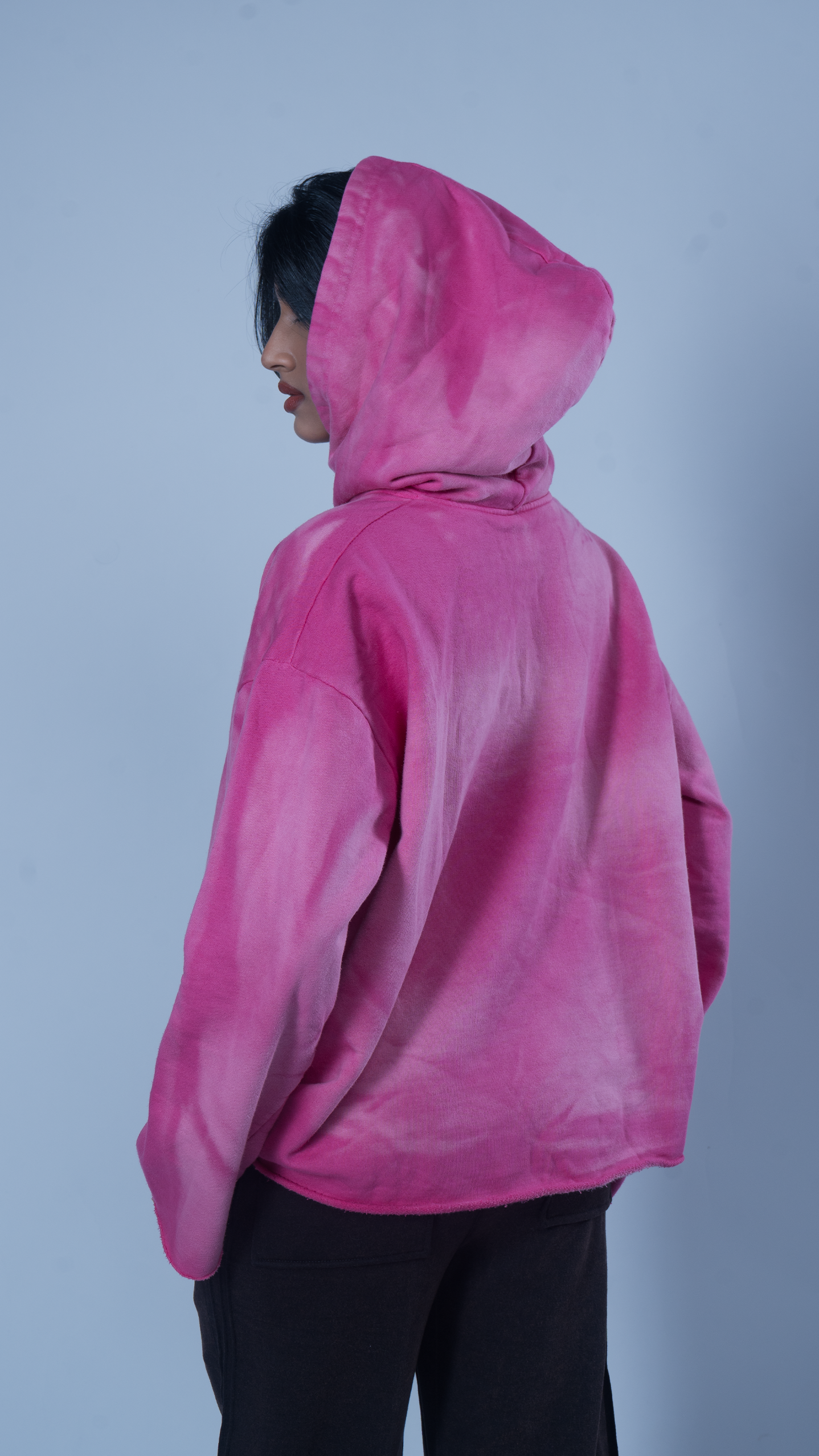 Pink sunfade cropped hoodie