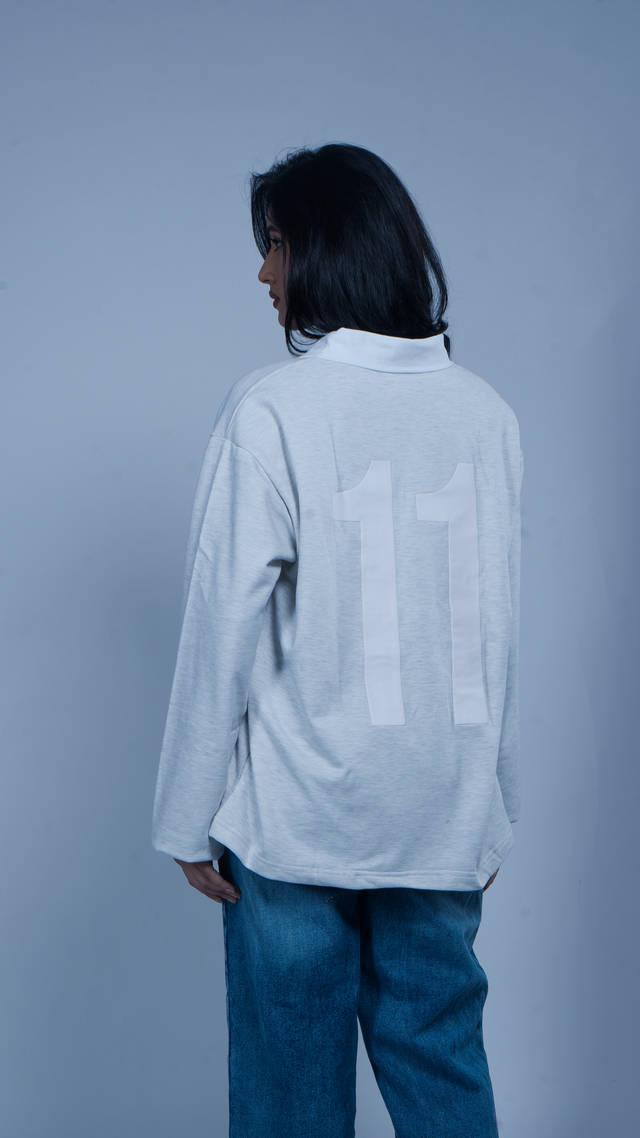 '11' COLLARED SWEATSHIRT