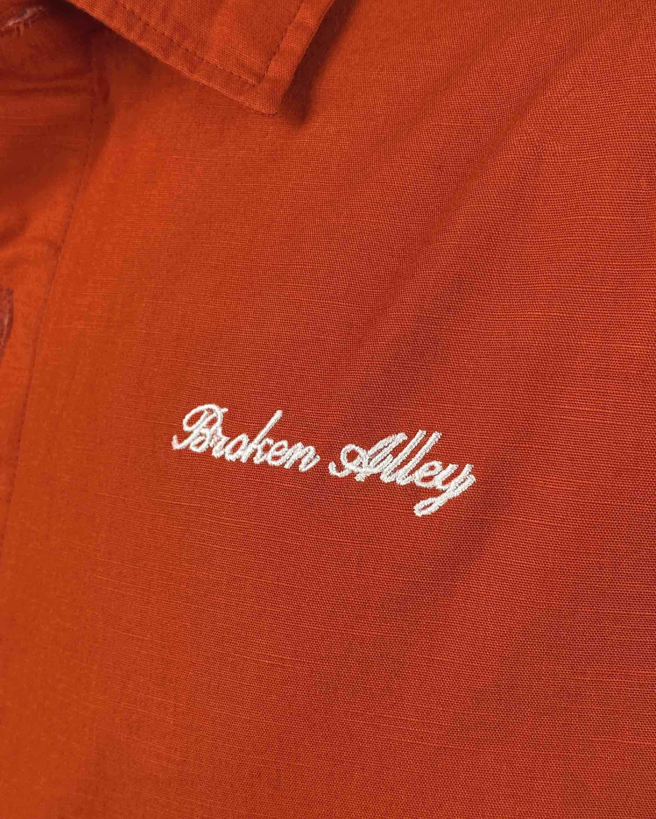 RUST ORANGE CROP FIT LINEN/COTTON SHIRT