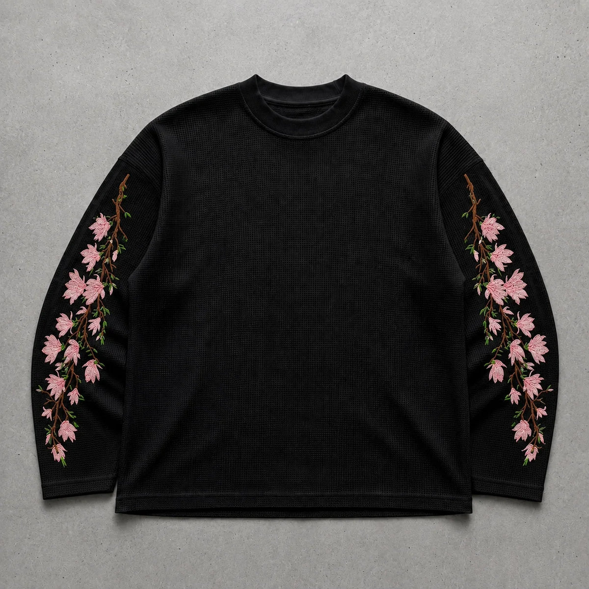 Black Sakura Waffle Tee