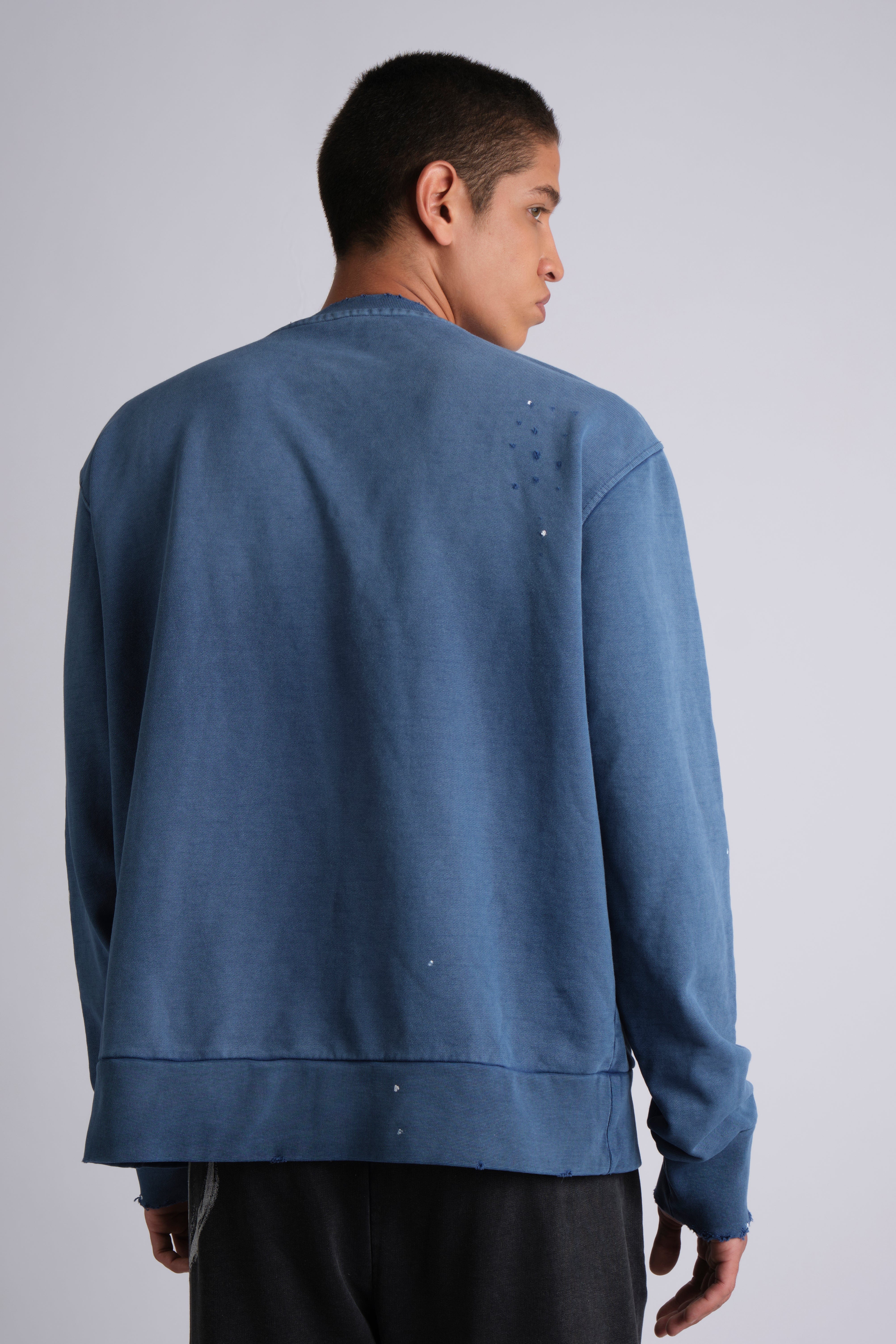 BLU RAW HANDWRITTEN DISTRESSED SWEATSHIRT