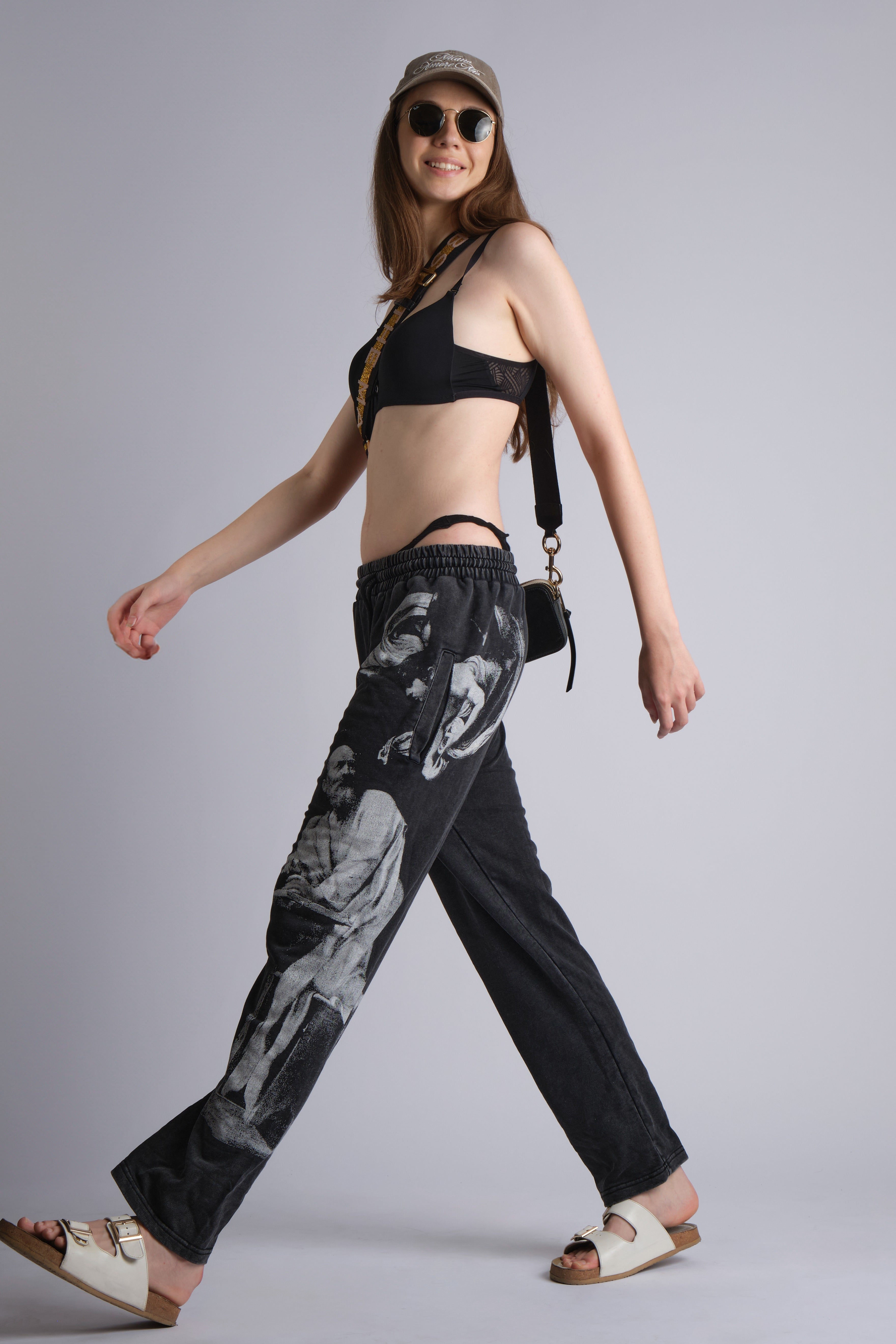 GRAPHIC-PRINT TRACK PANTS INSPIRED BY RENAISSANCE PAINTINGS