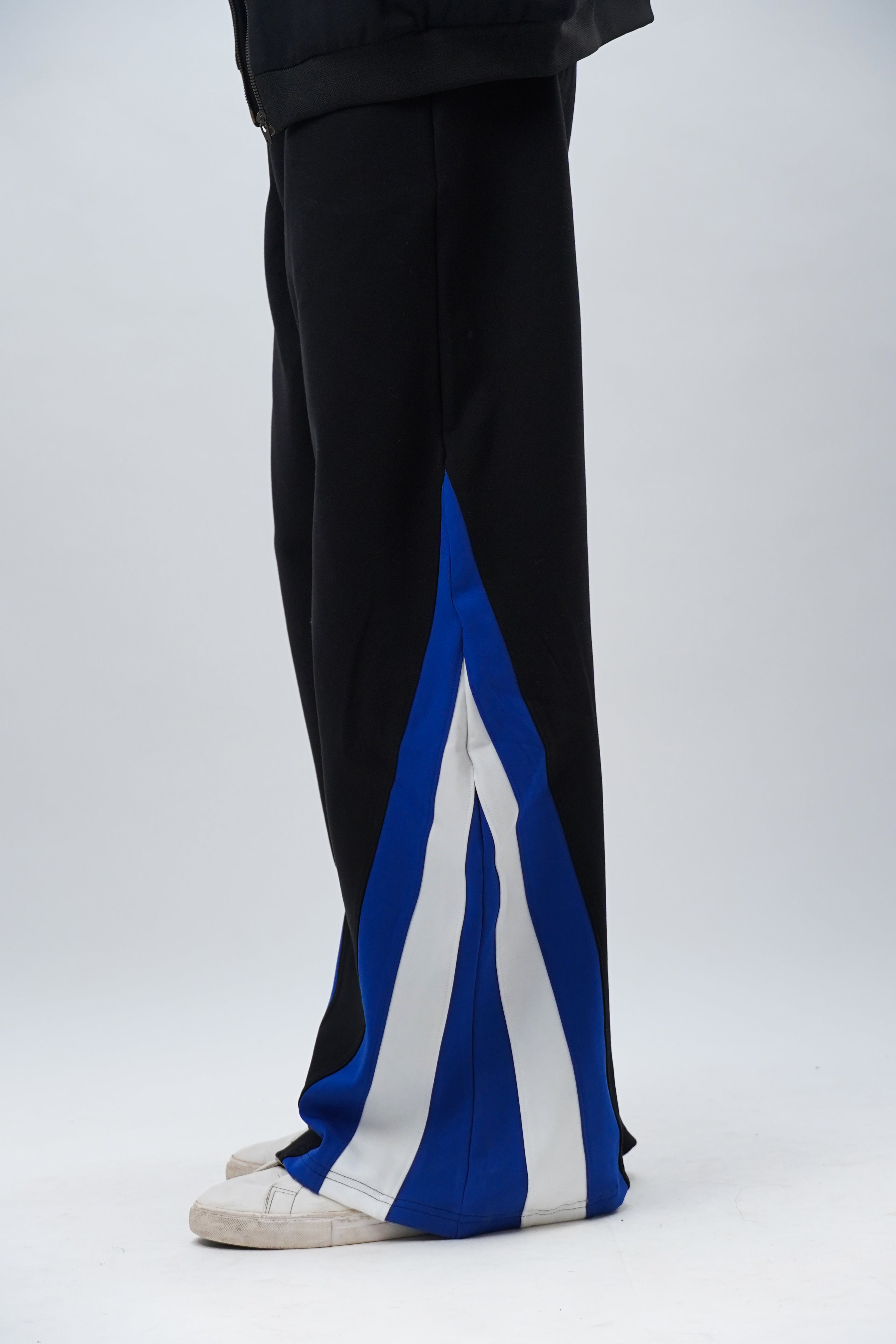 Blue Black white patchwork joggers