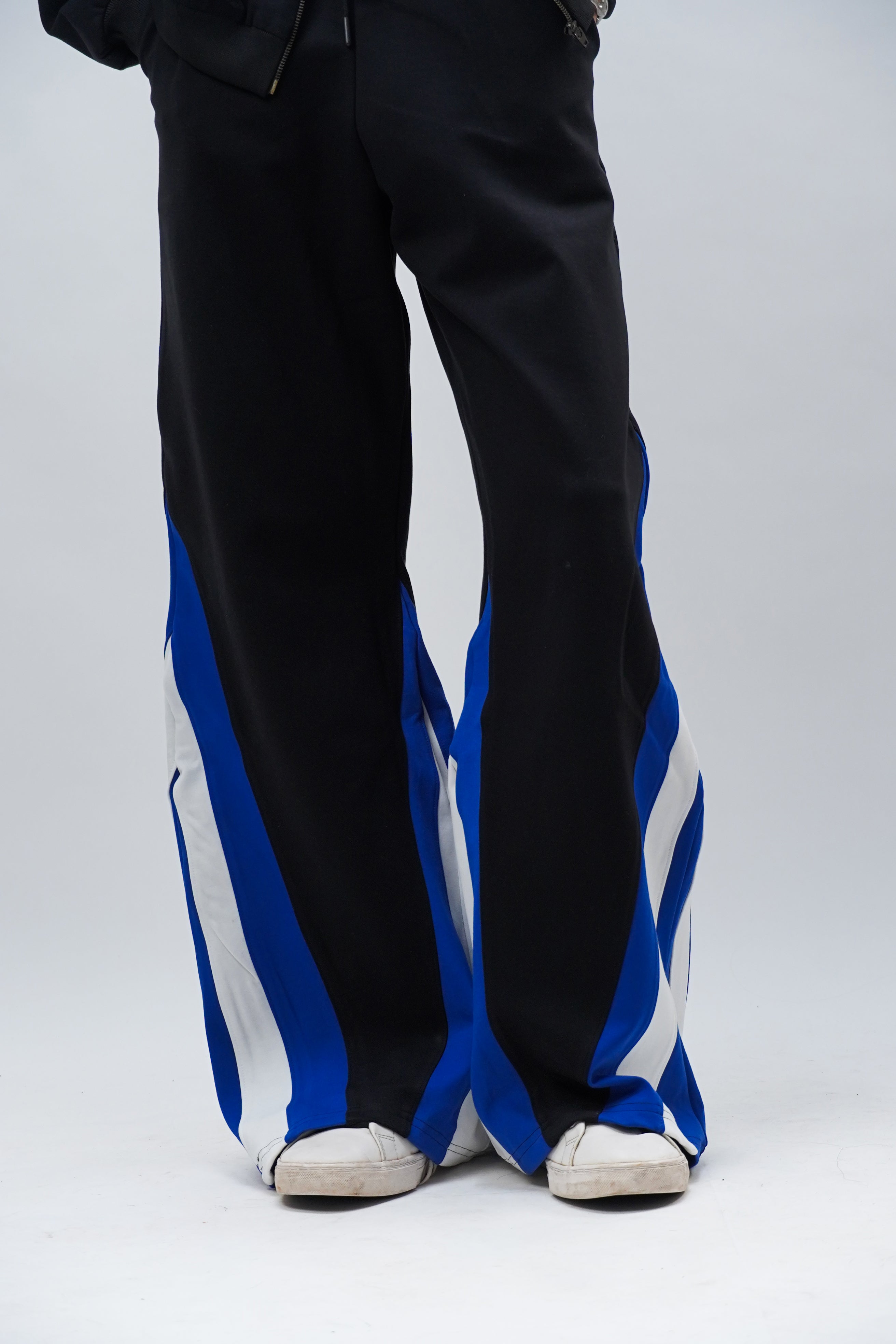 Blue Black white patchwork joggers