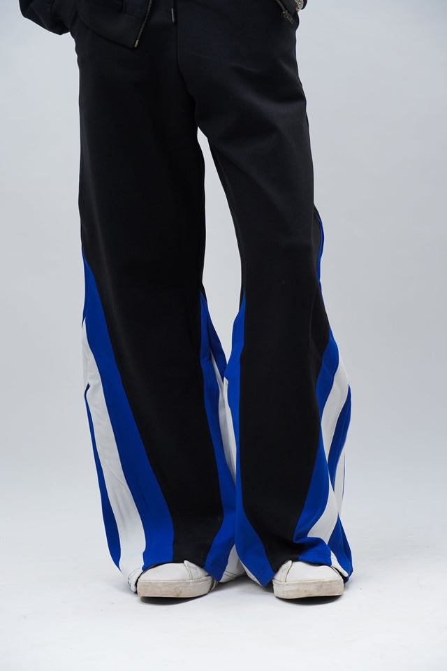 Blue Black white patchwork joggers