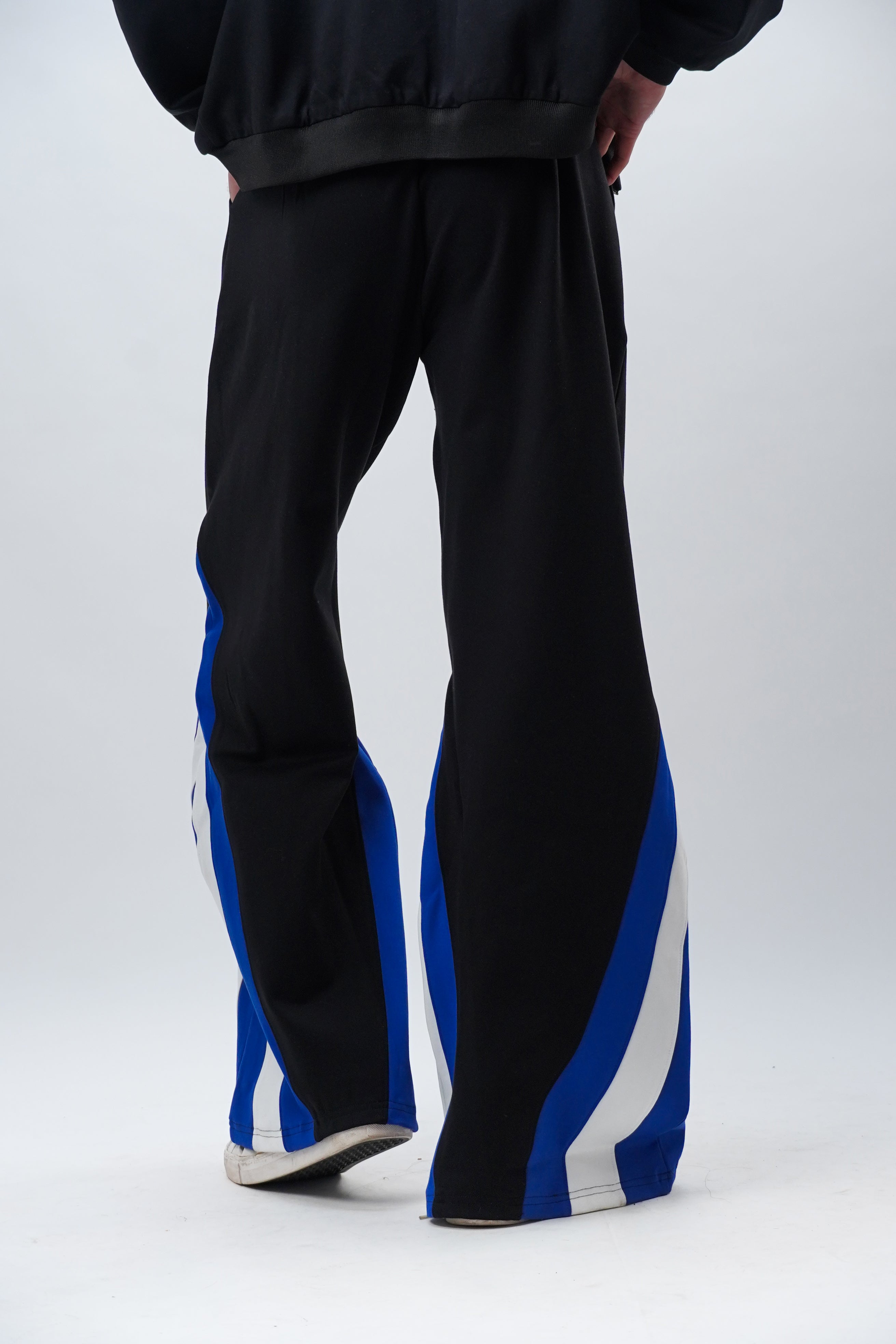 Blue Black white patchwork joggers