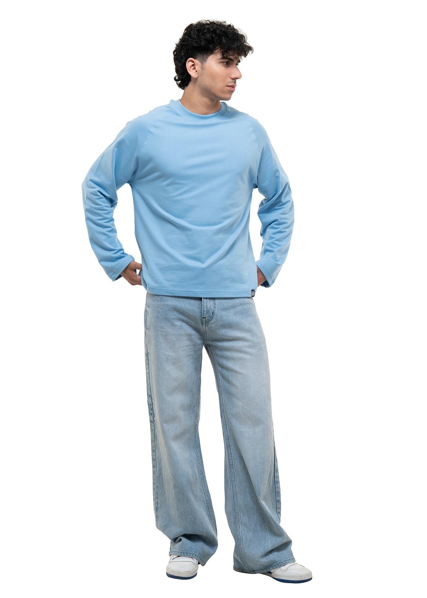 RAGLAN CROPPED TEE - BABY BLUE