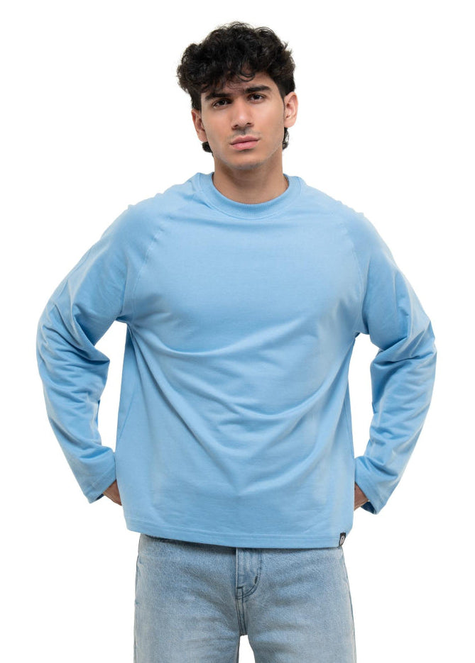 RAGLAN CROPPED TEE - BABY BLUE