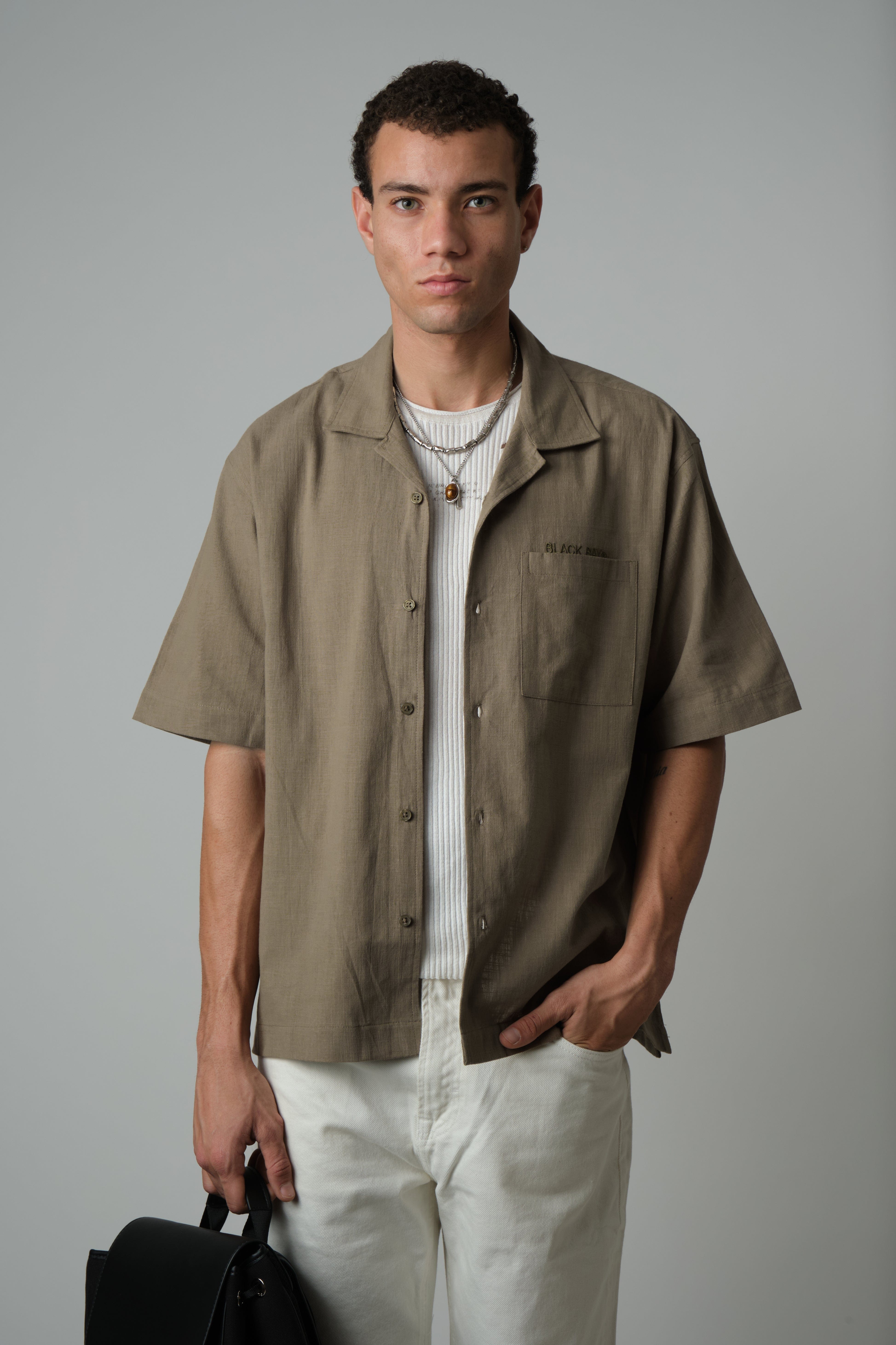 OLIVE LINEN SHIRT