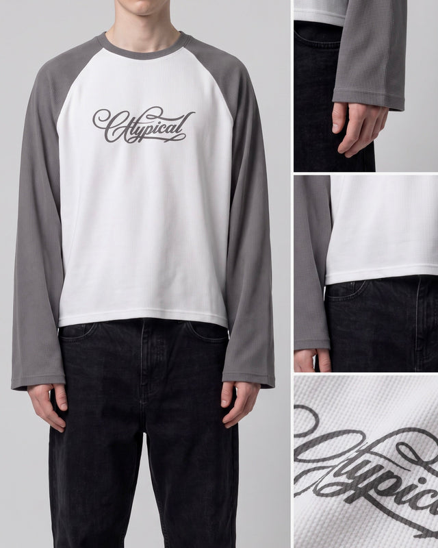 Raglan Waffle Sleeves Grey