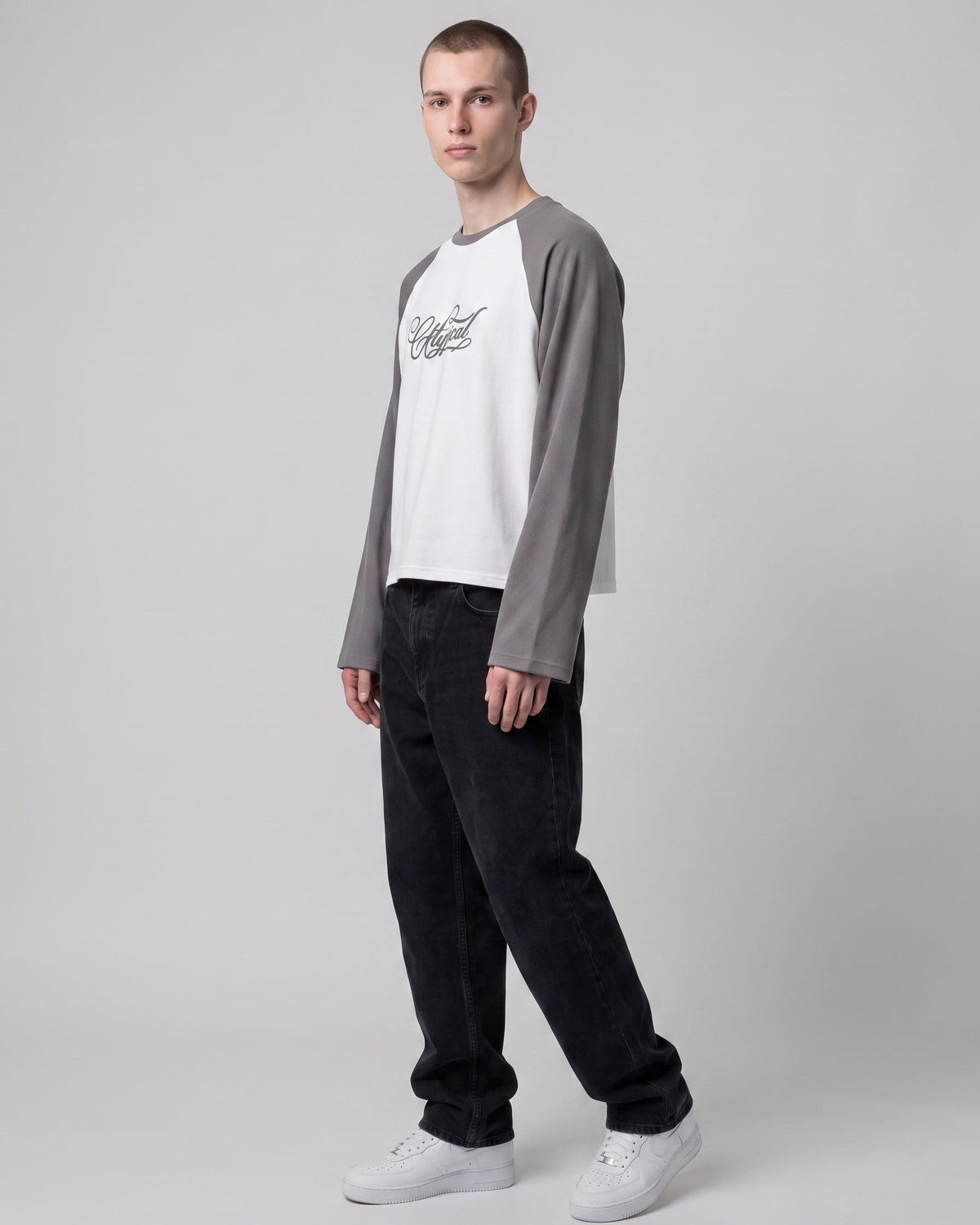 Raglan Waffle Sleeves Grey