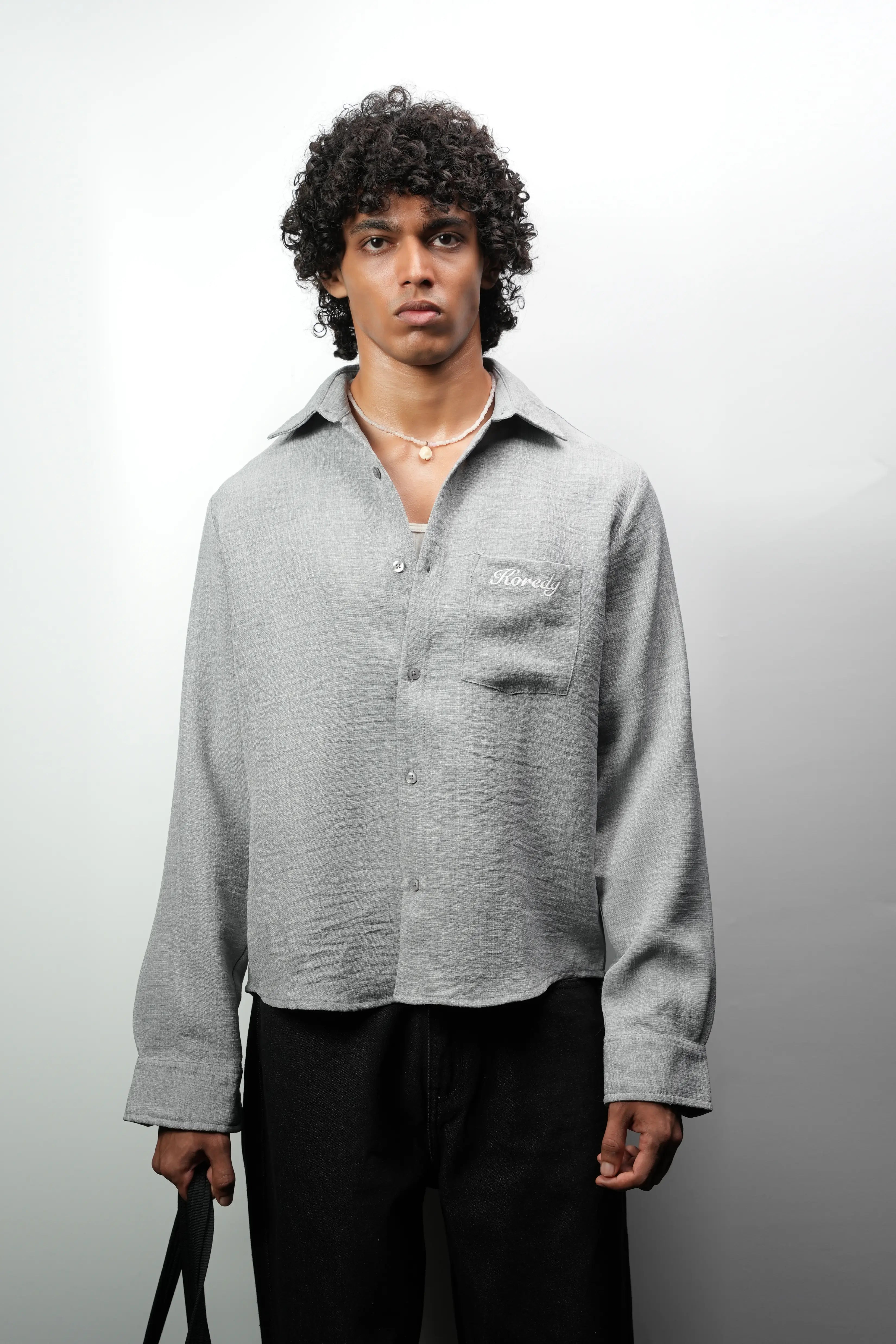 KOREDG GREY CROP SHIRT