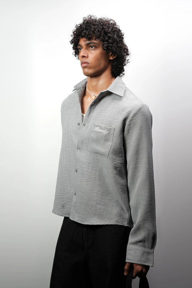 KOREDG GREY CROP SHIRT