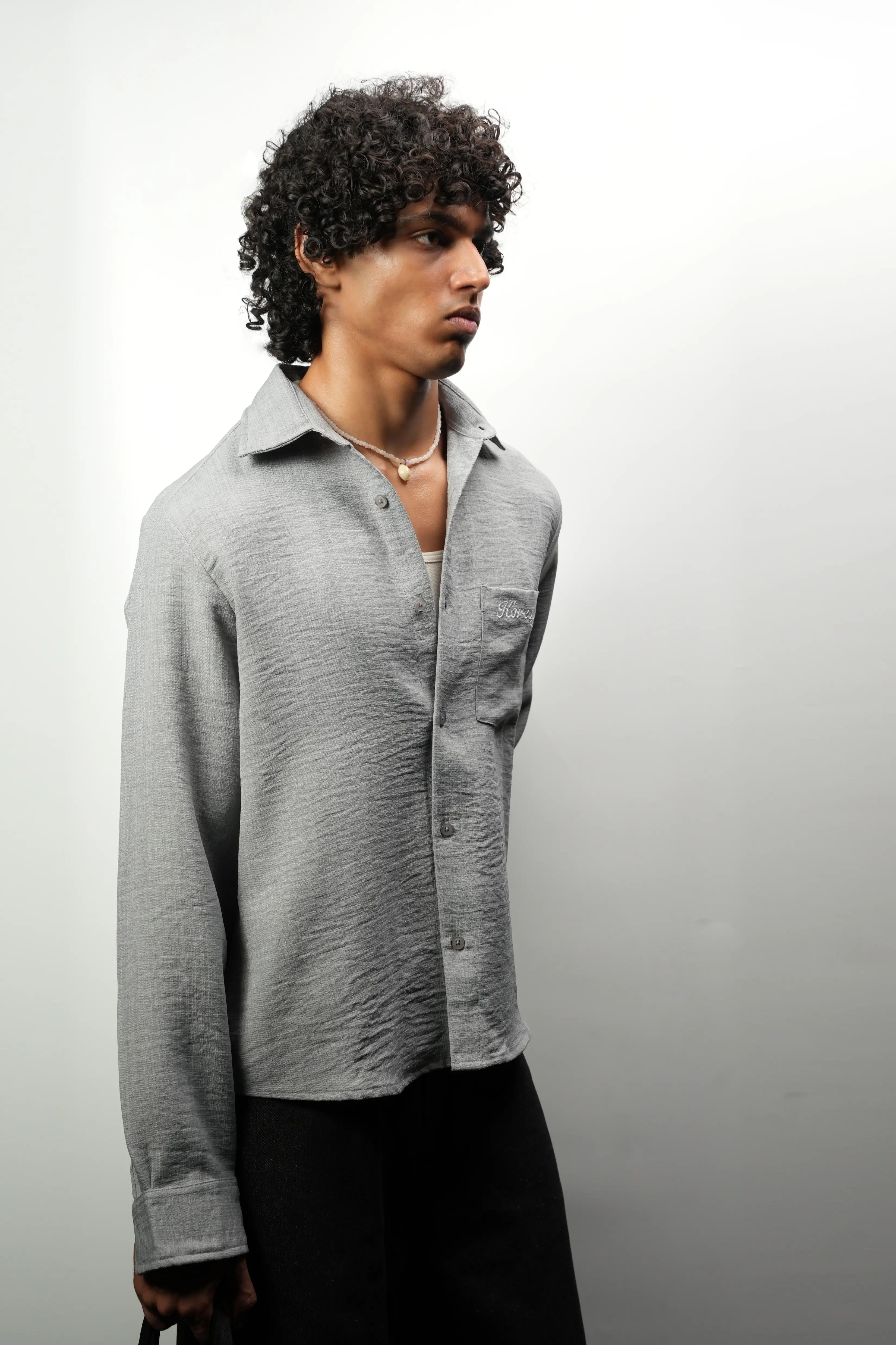 KOREDG GREY CROP SHIRT
