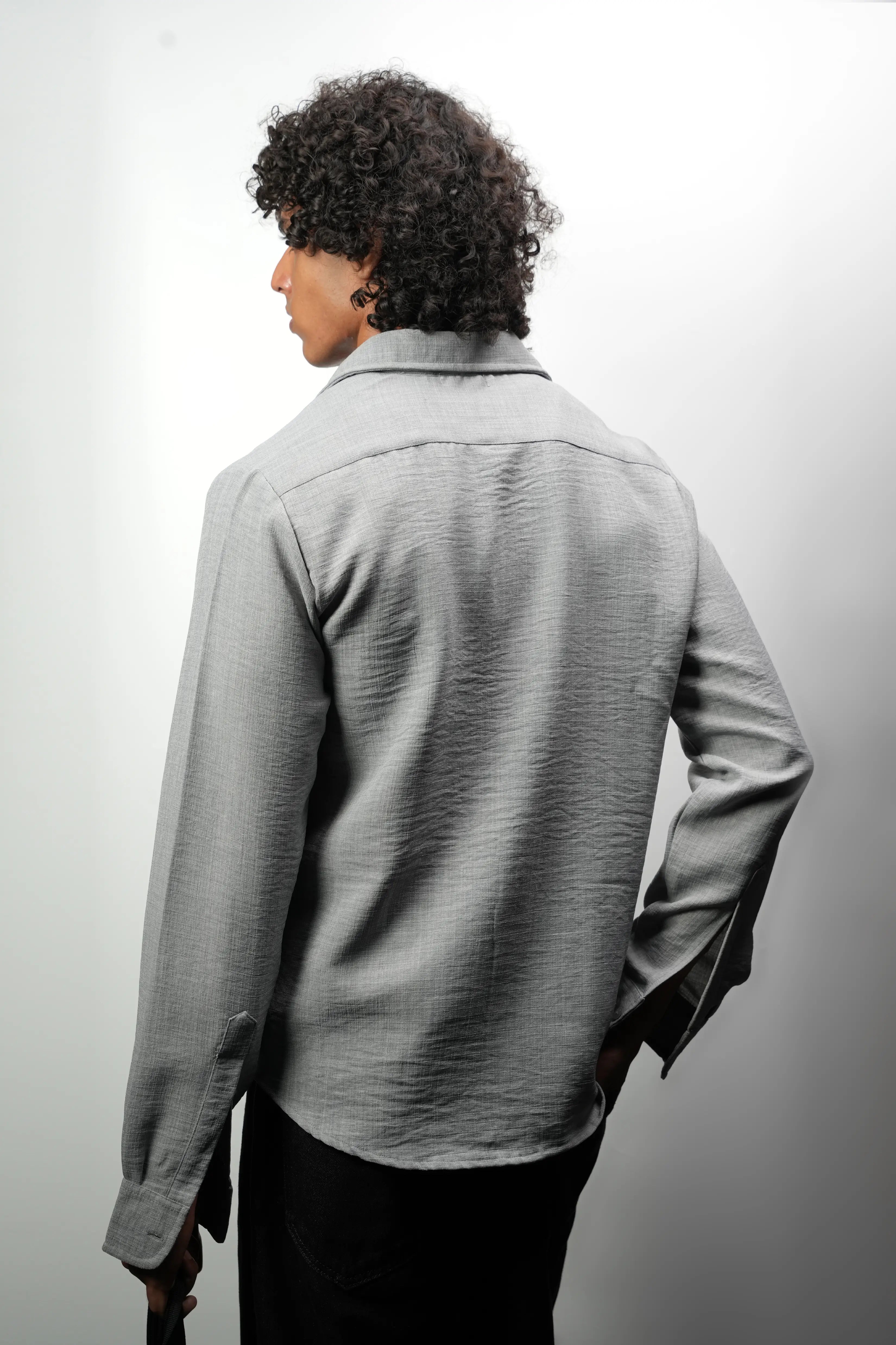 KOREDG GREY CROP SHIRT